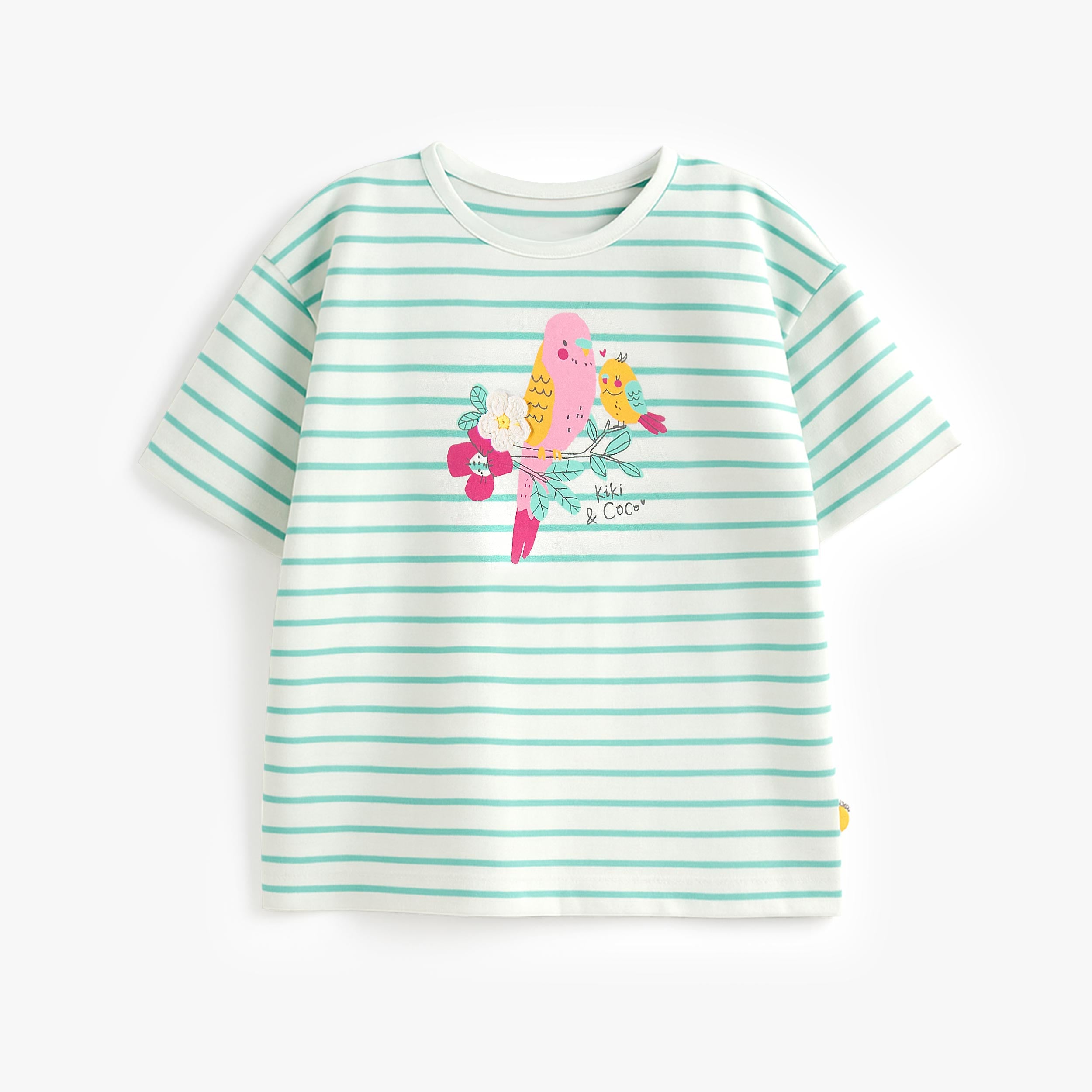 T-shirt crème à rayures avec illustration, enfant - Souris Mini