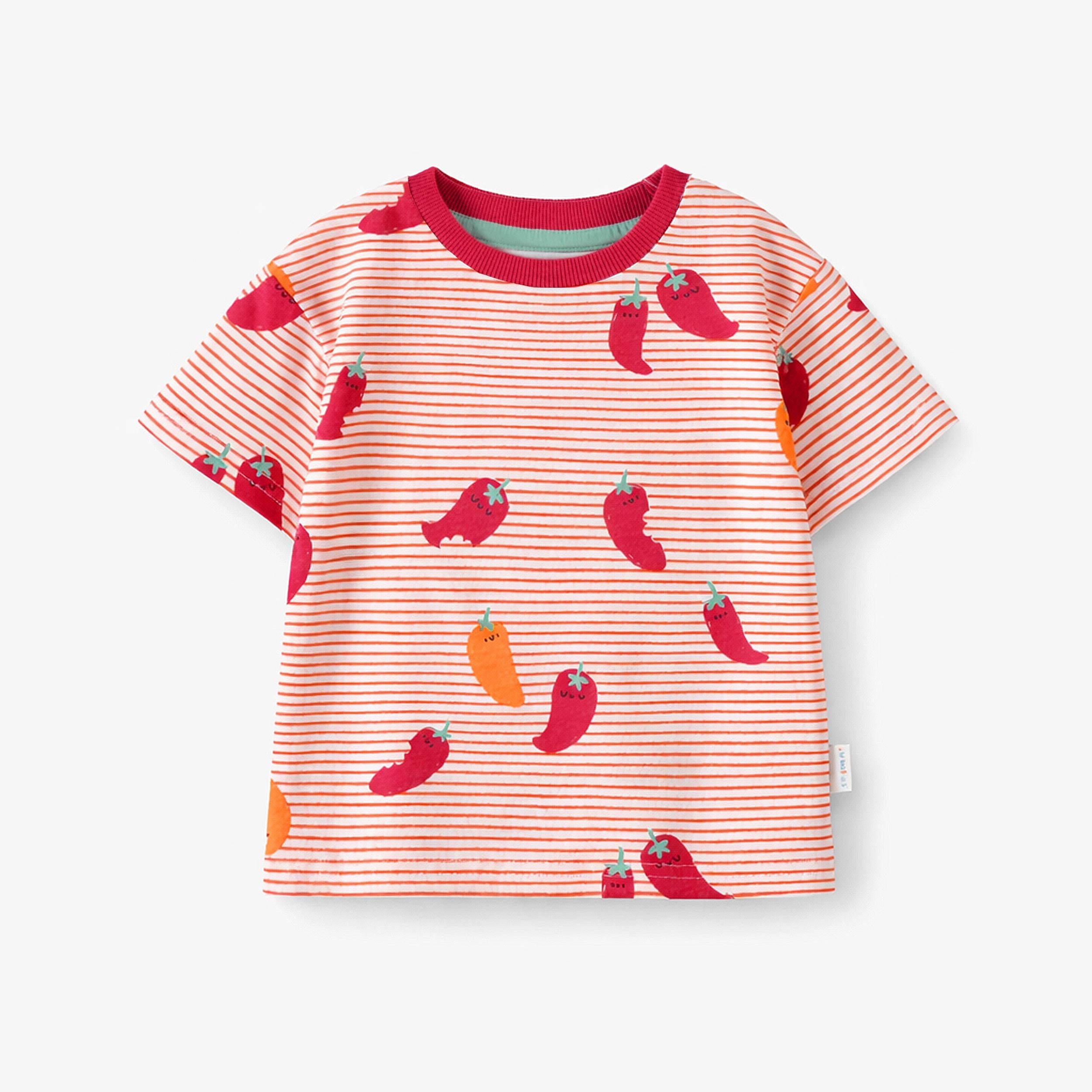 T-shirt crème à rayures rouges et motifs de piments, bébé - Souris Mini