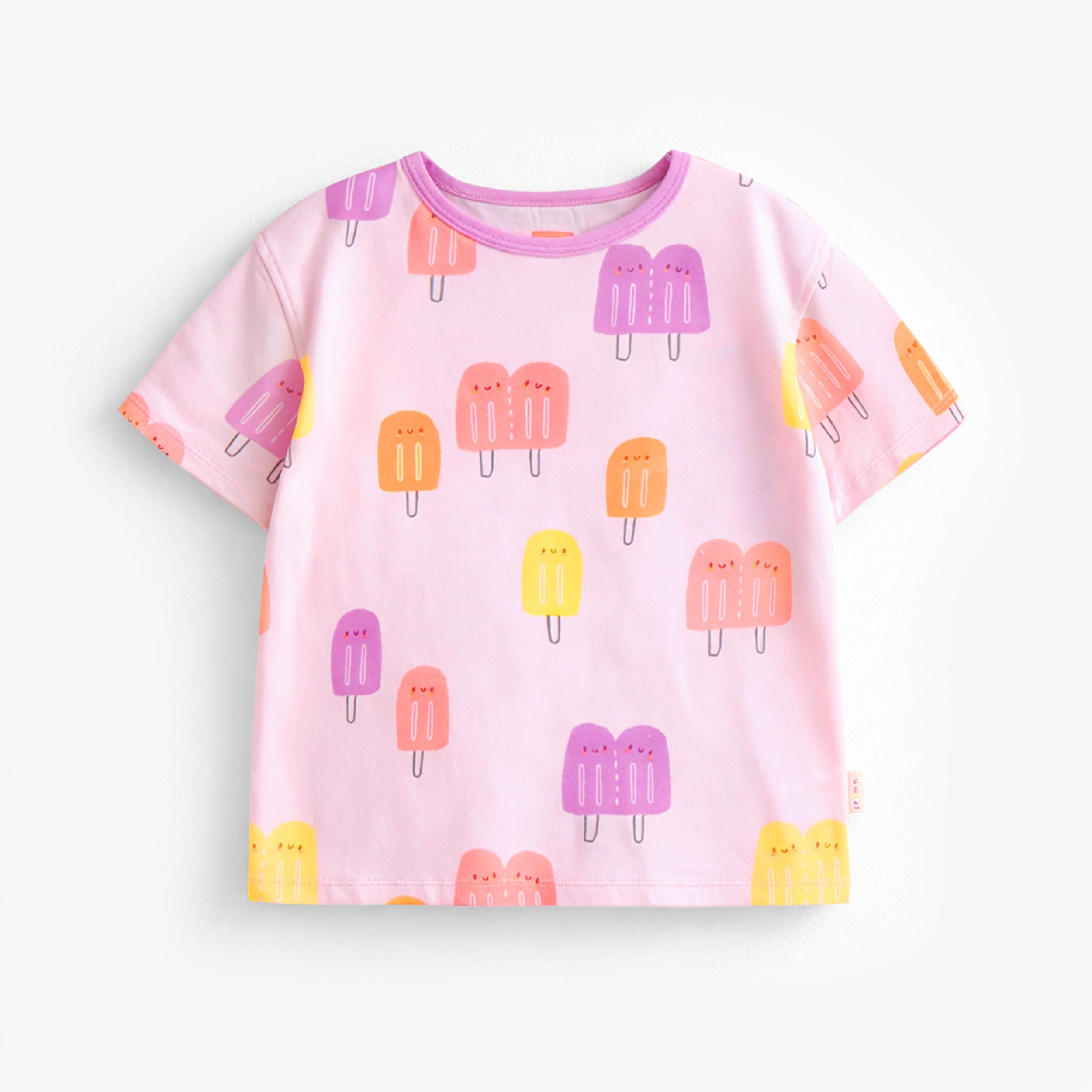 T-shirt mauve à motifs de sucettes glacées, enfant - Souris Mini