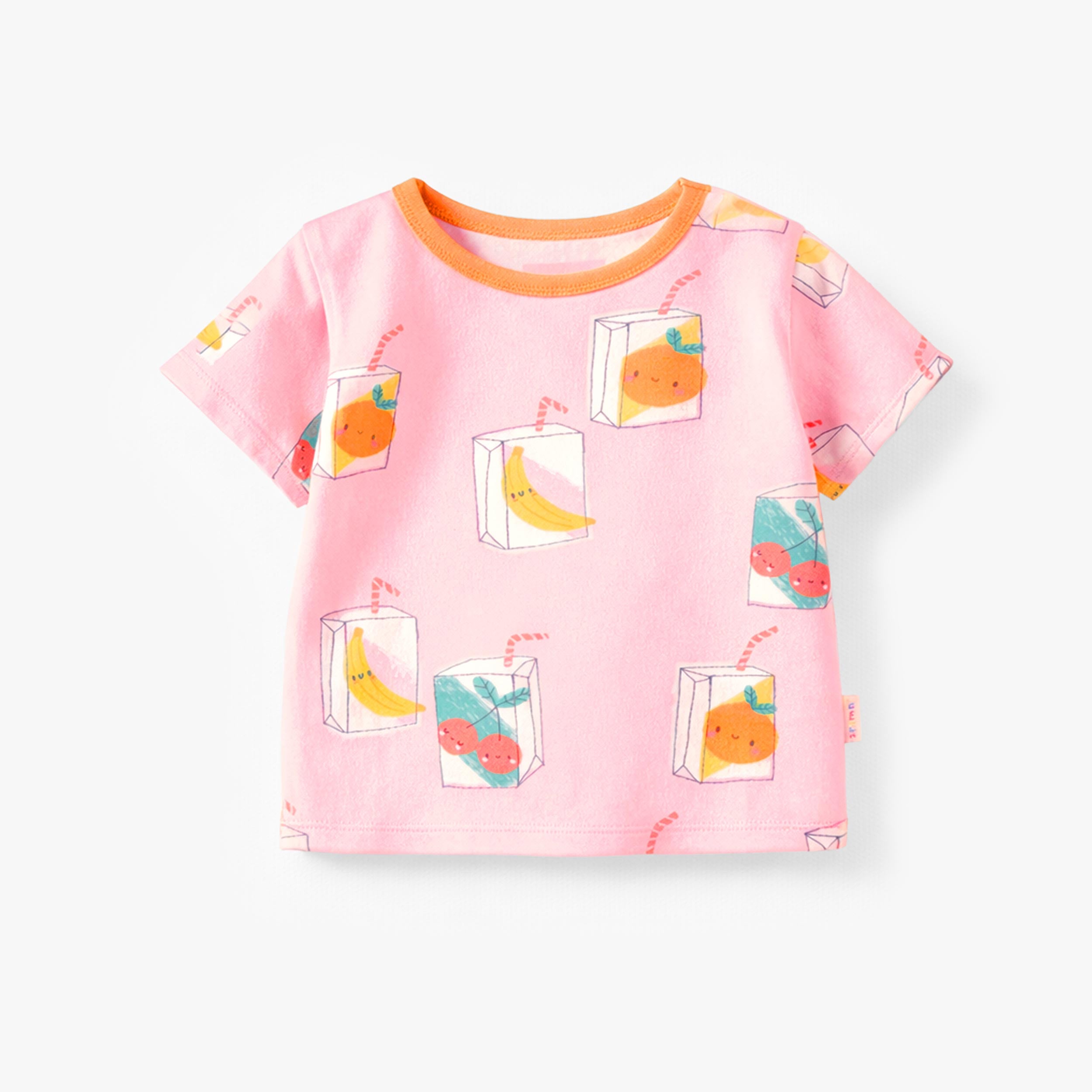 T-shirt rose à motifs de boîtes de jus, bébé - Souris Mini