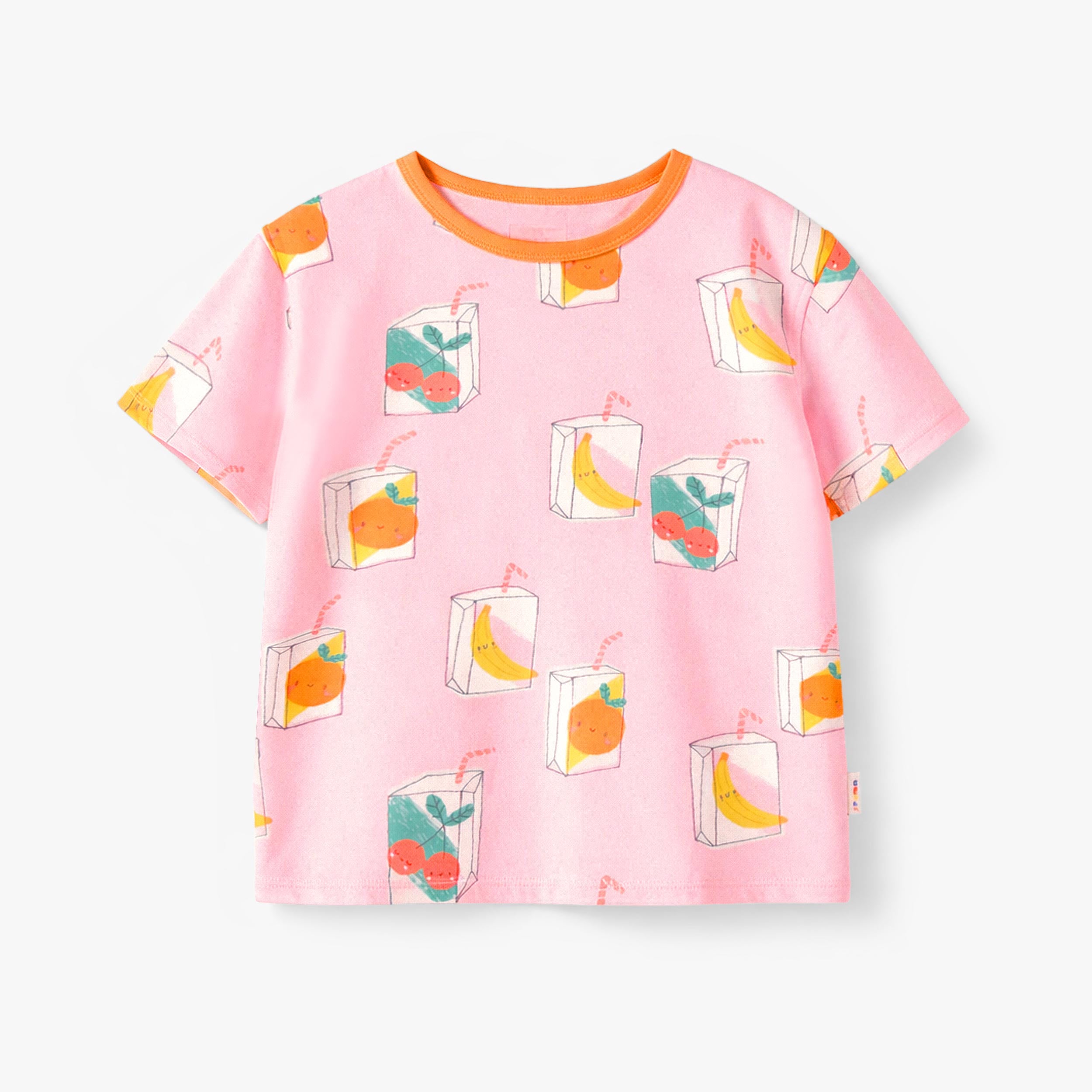 T-shirt rose à motifs de boîtes de jus, enfant - Souris Mini