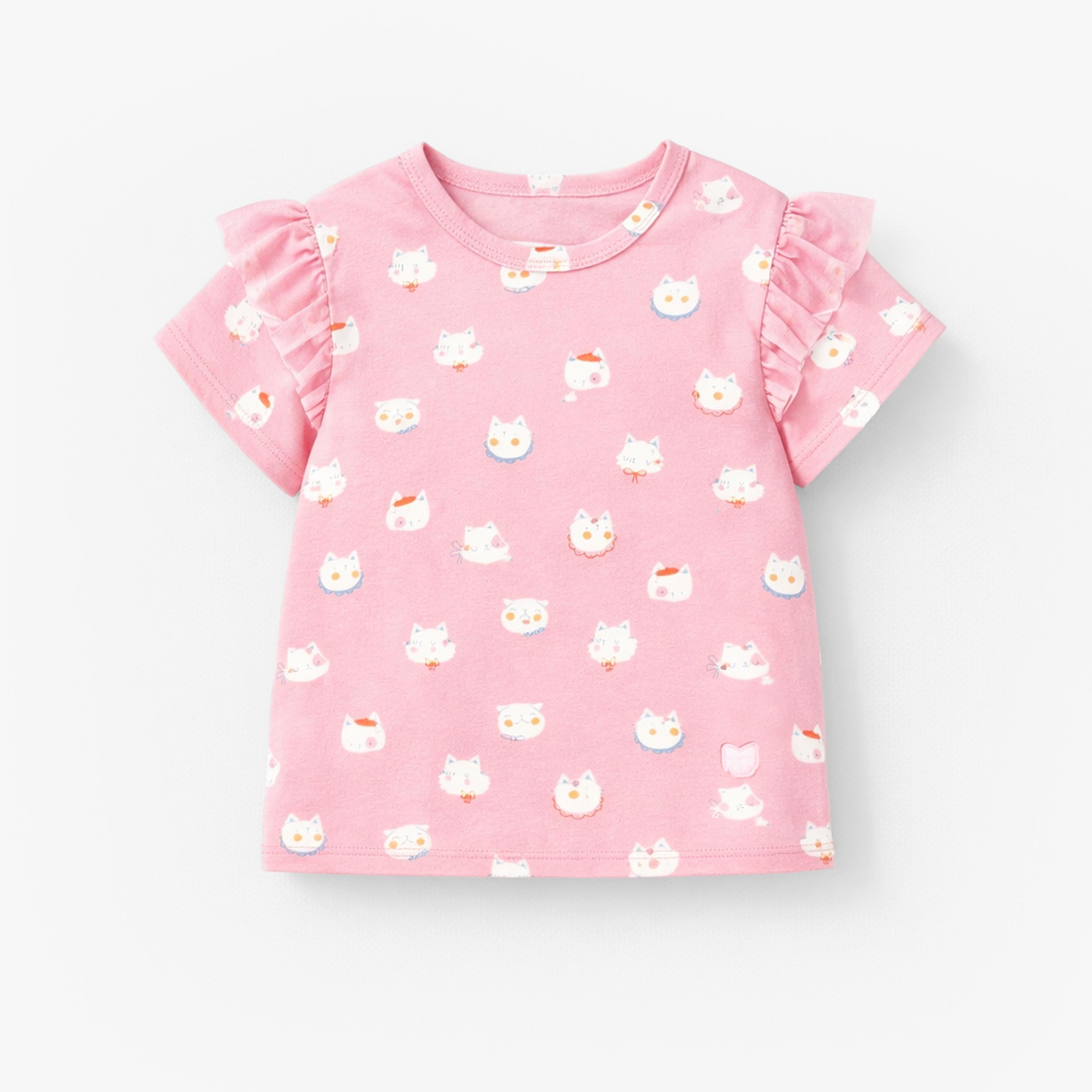 T-shirt rose à motifs de chats, enfant - Souris Mini