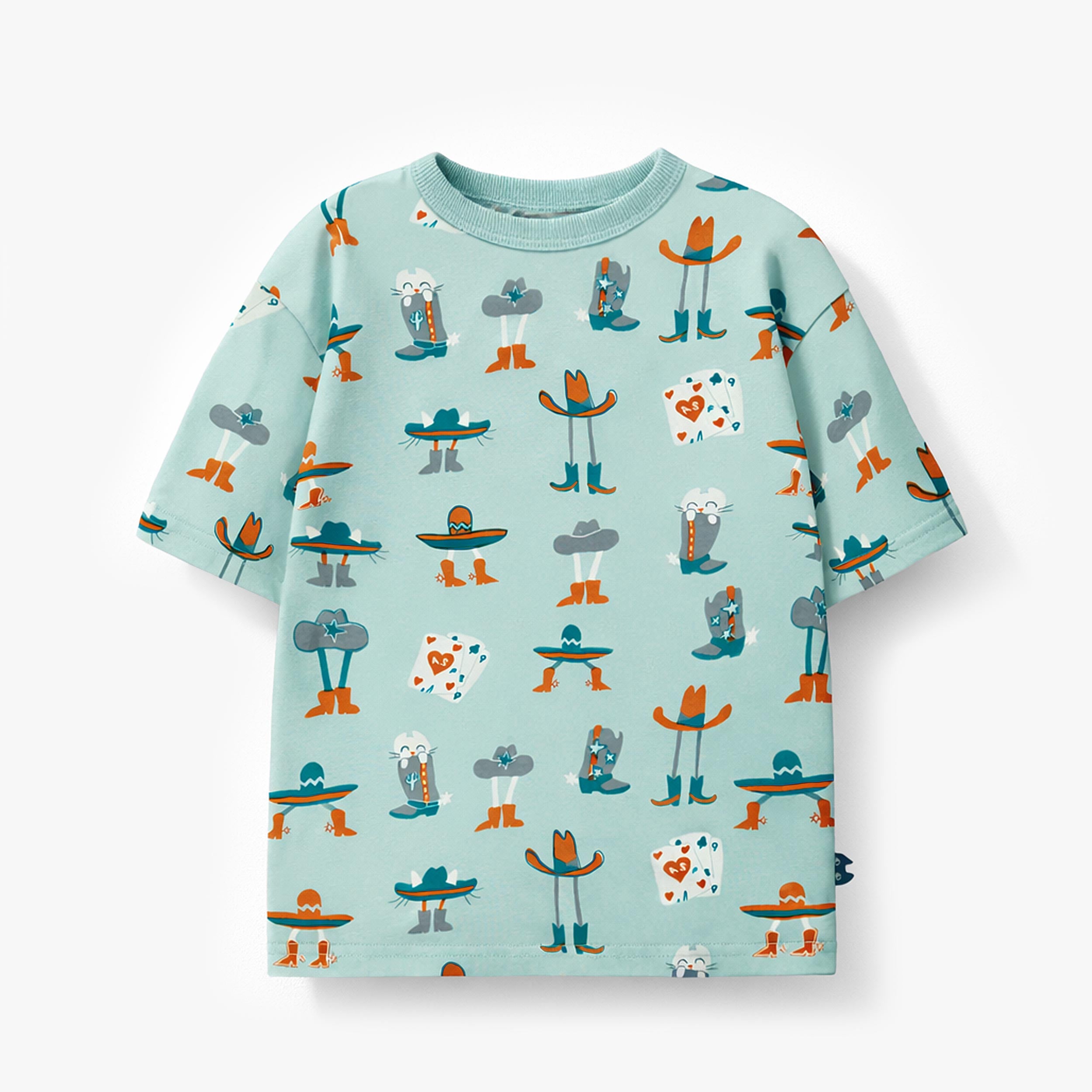 T-shirt turquoise à motifs western, enfant - Souris Mini