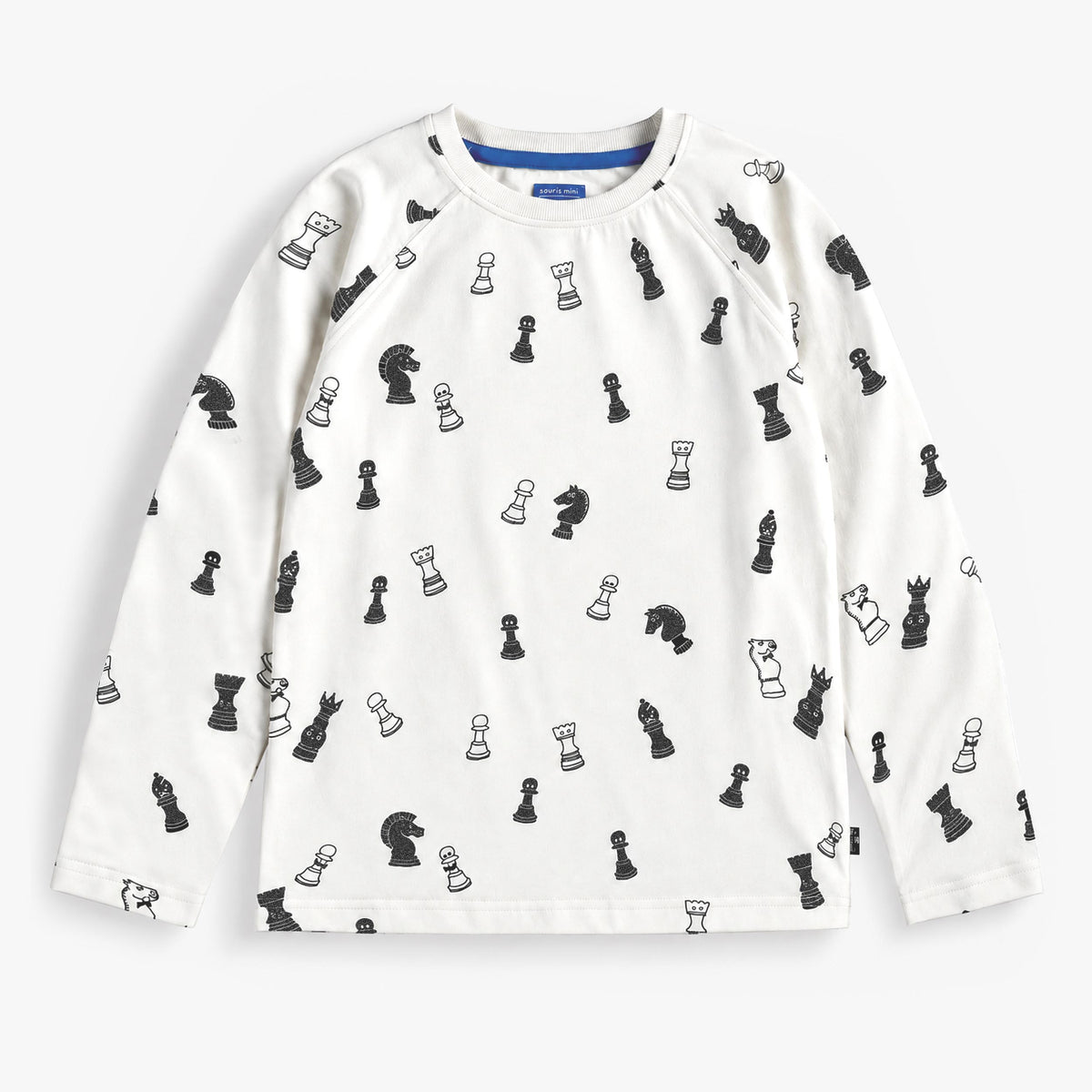T-shirt écru à motifs de pièces d’échecs, enfant garçon - Souris Mini