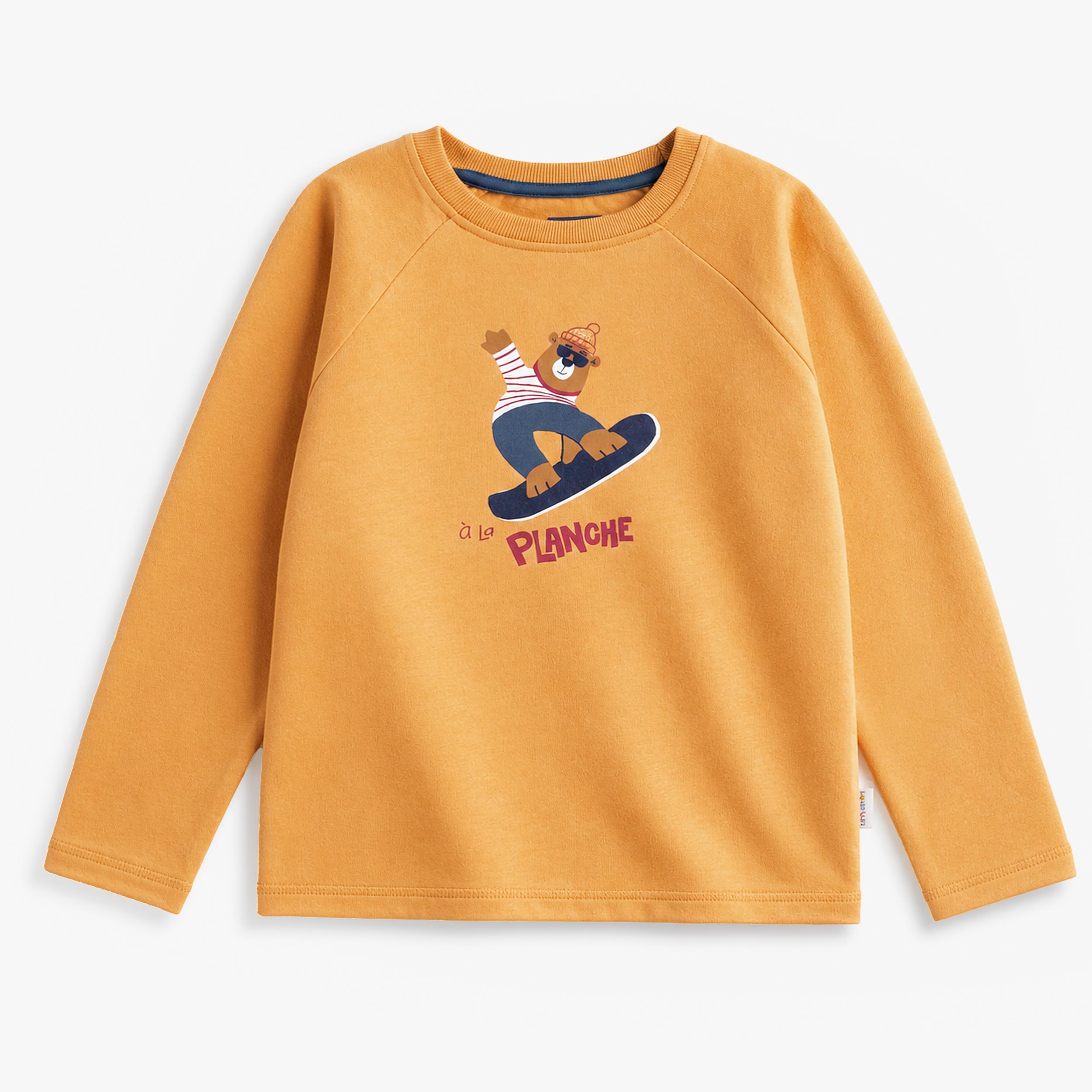 T-shirt jaune à illustration de planche à neige, enfant - Souris Mini