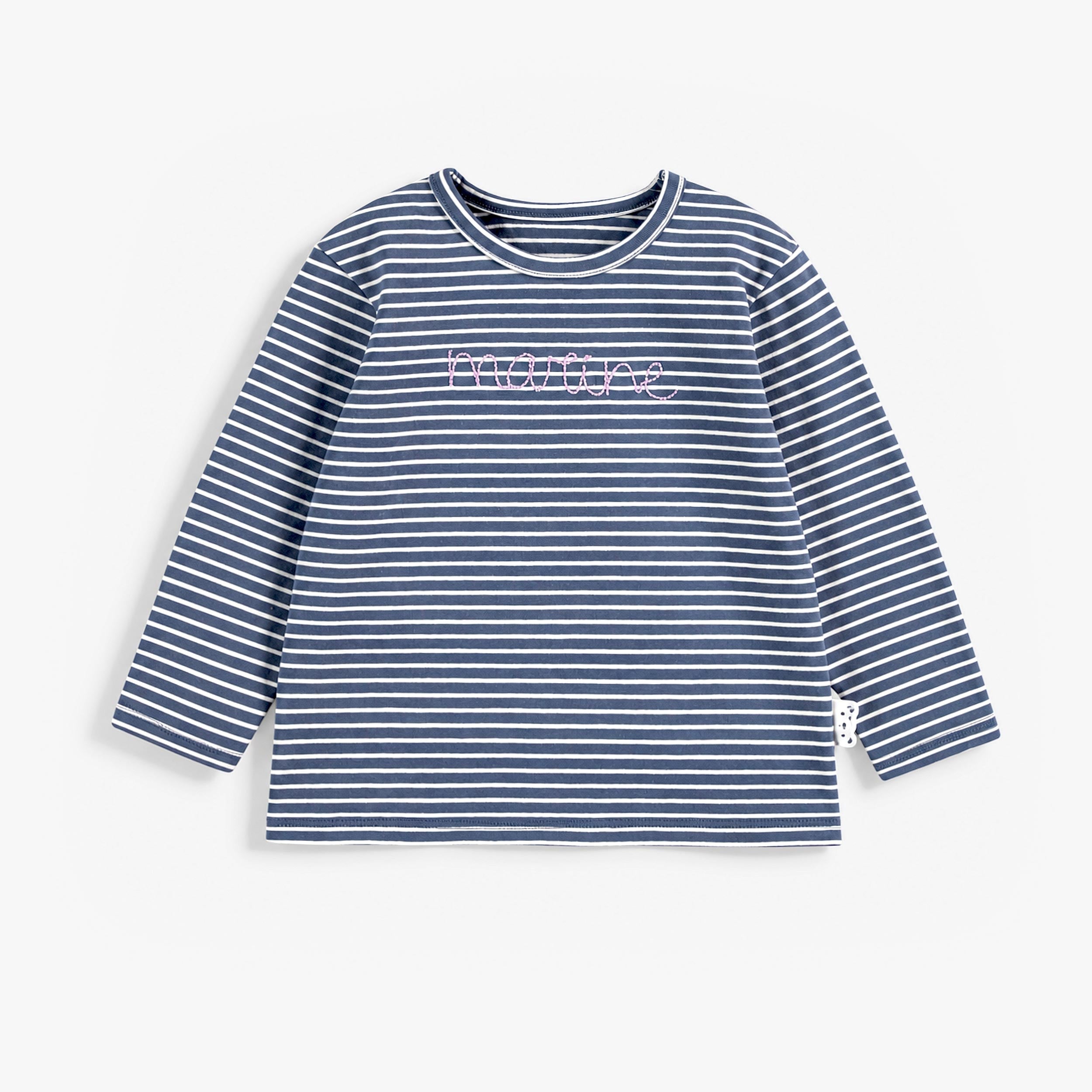 T-shirt rayé bleu foncé et crème, bébé - Souris Mini
