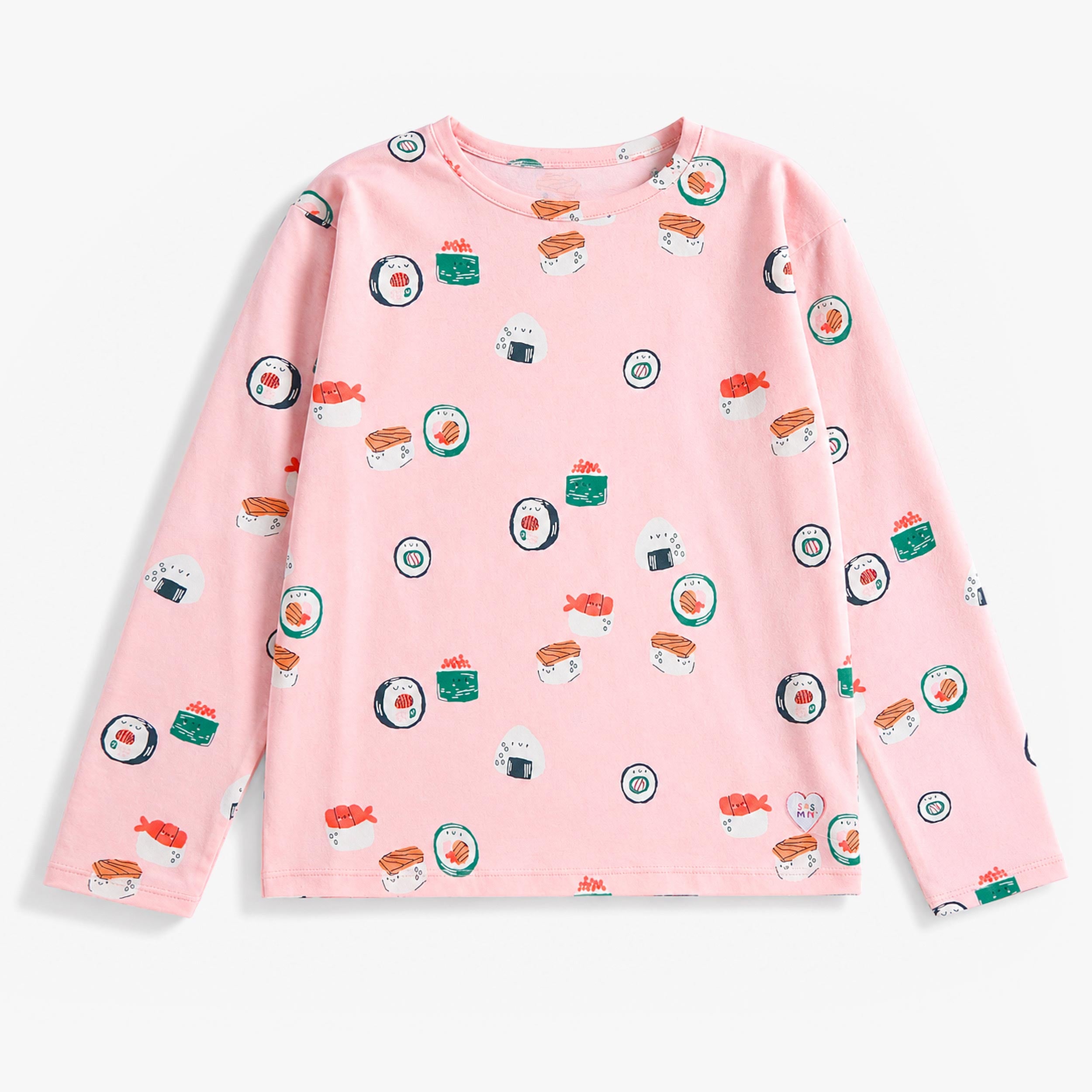 T-shirt rose à imprimé de sushis, enfant fille - Souris Mini