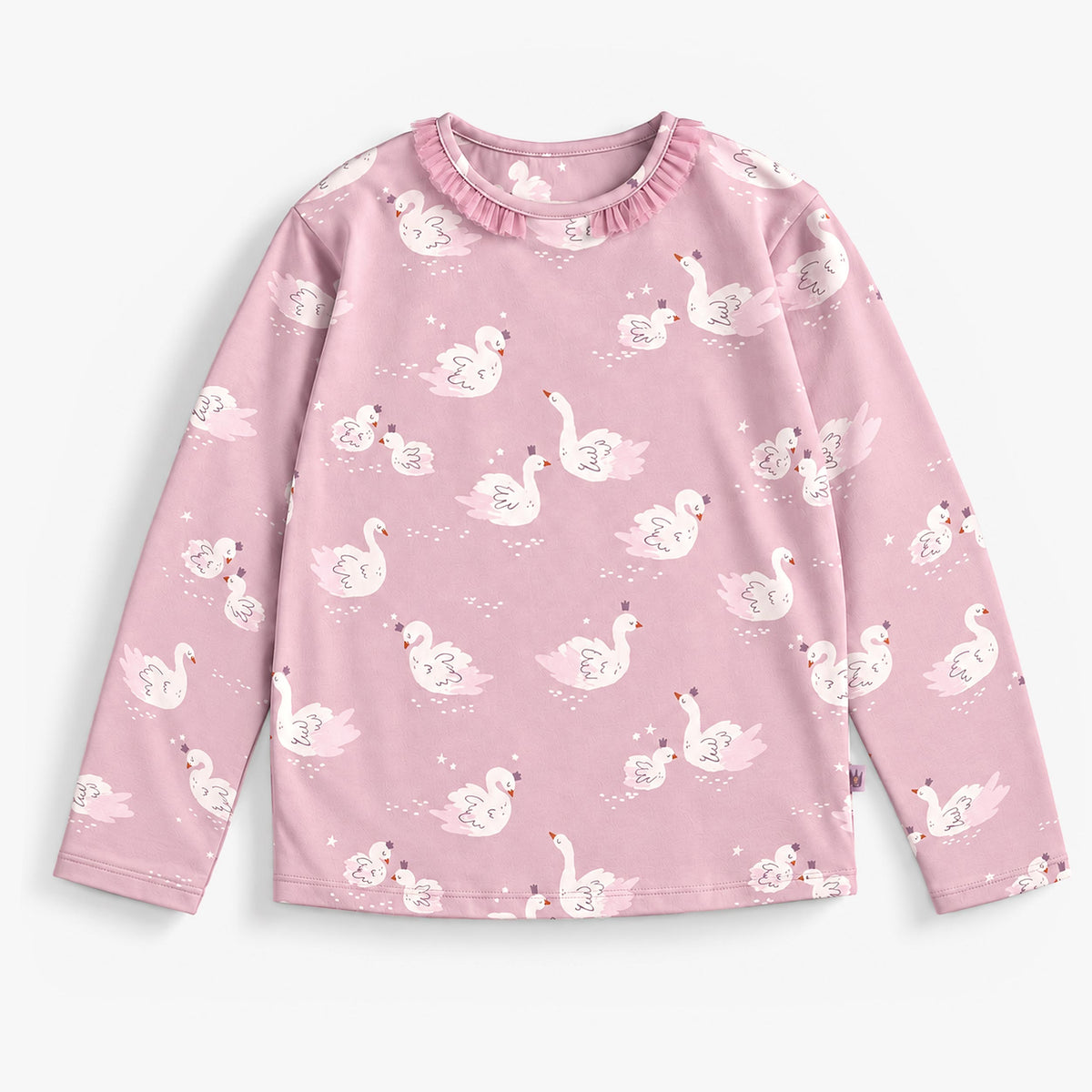 T-shirt rose à motifs de cygnes, enfant fille - Souris Mini