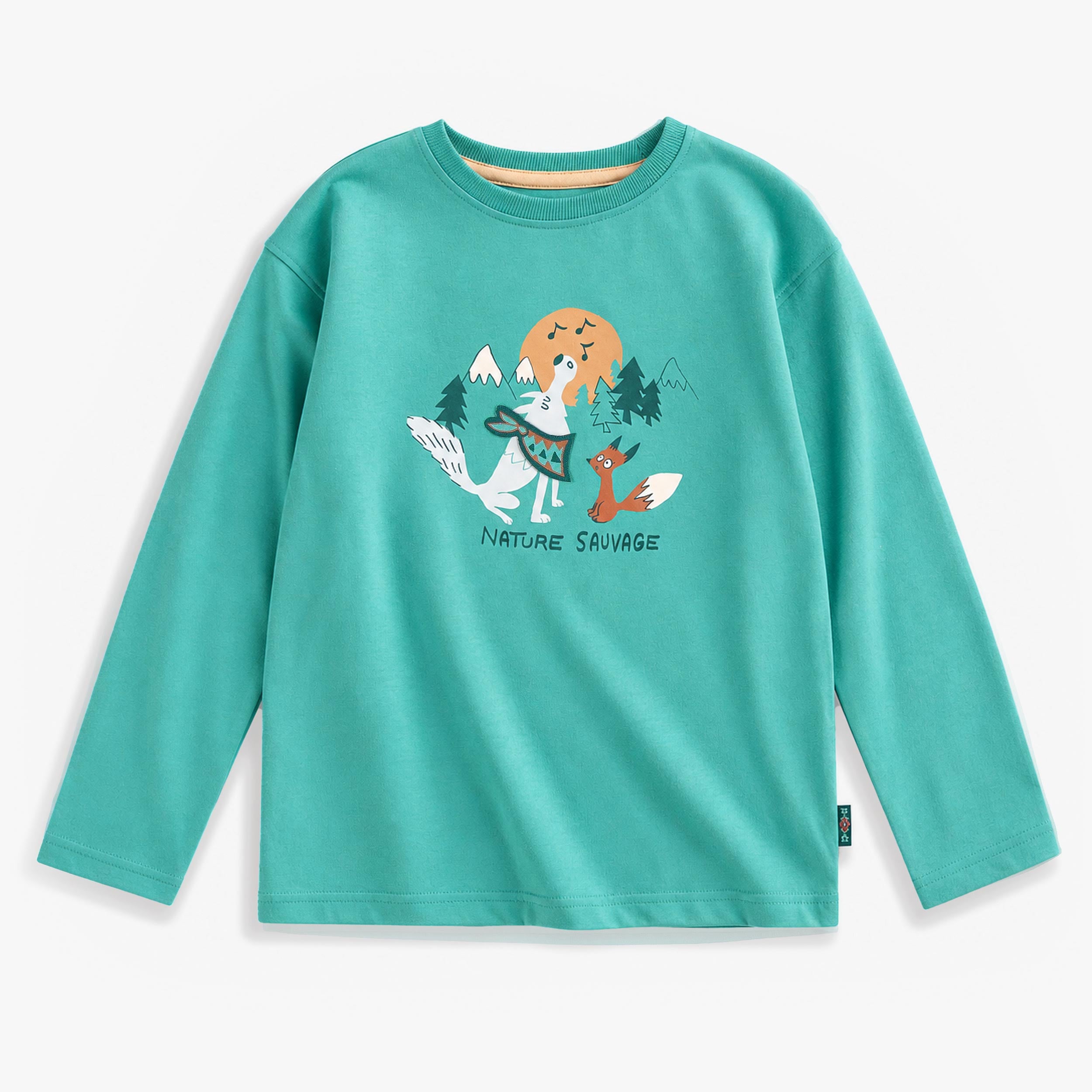 T-shirt turquoise à manches longues à illustration, enfant - Souris Mini
