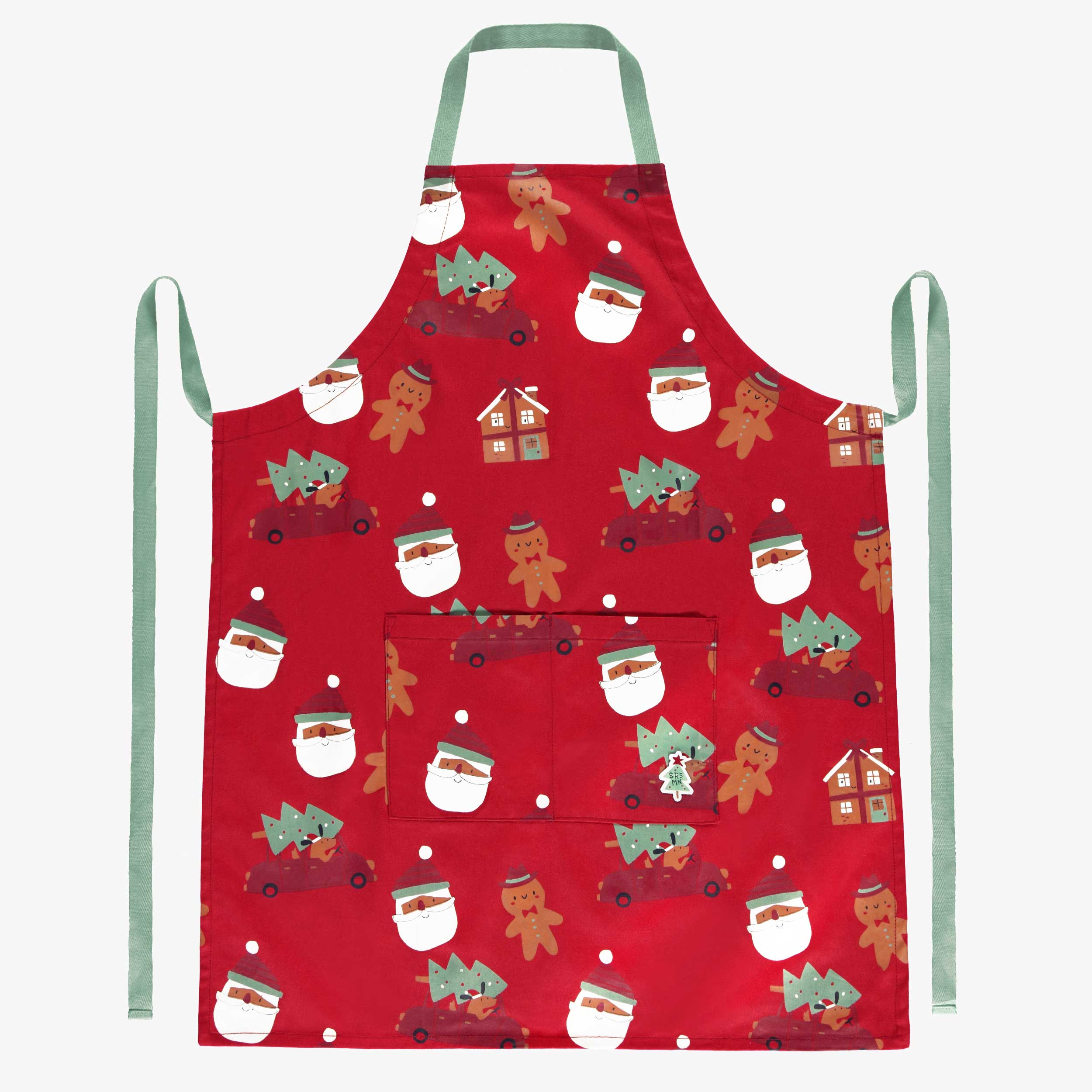 Tablier rouge à motifs des Fêtes, adulte - Souris Mini