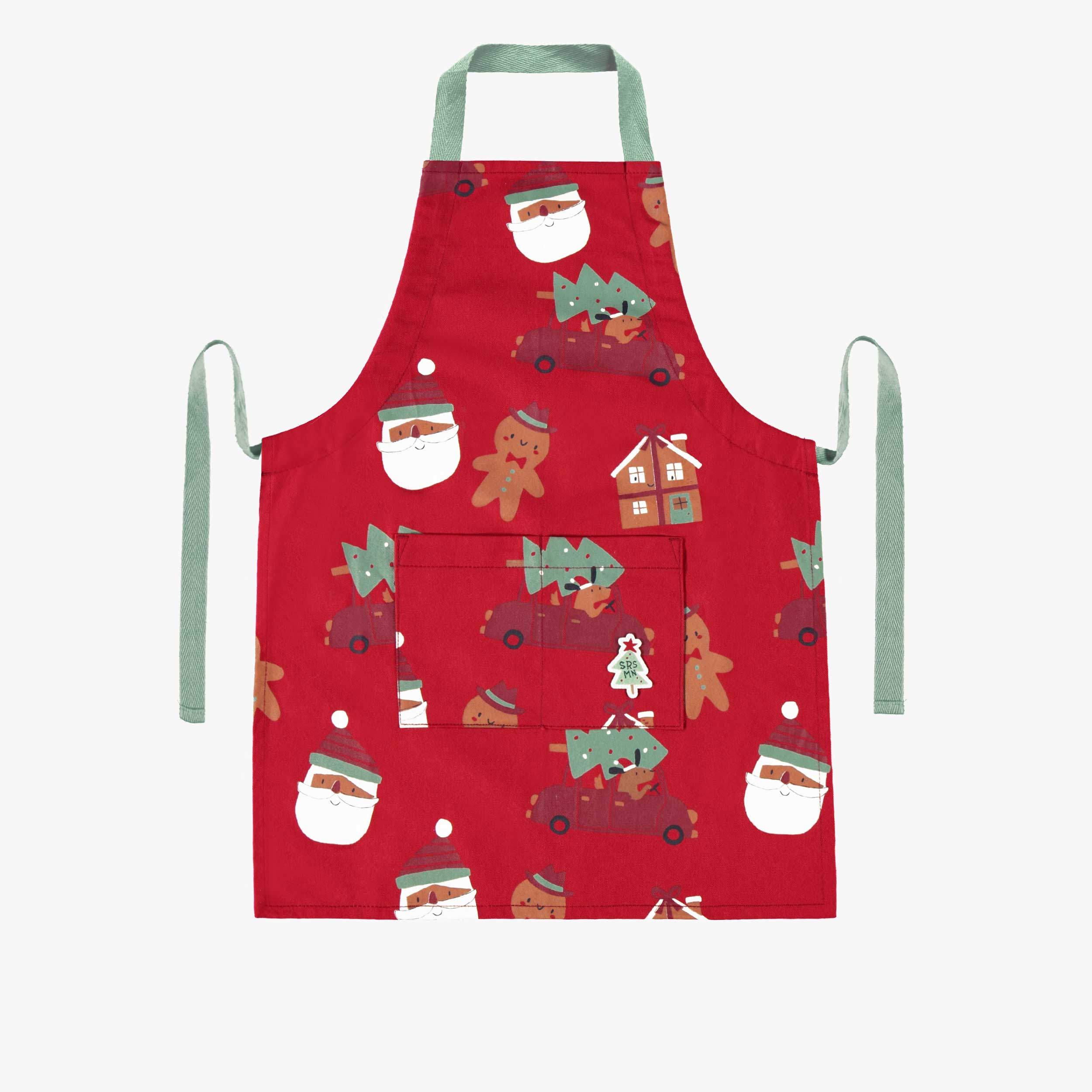 Tablier rouge à motifs des Fêtes, enfant - Souris Mini