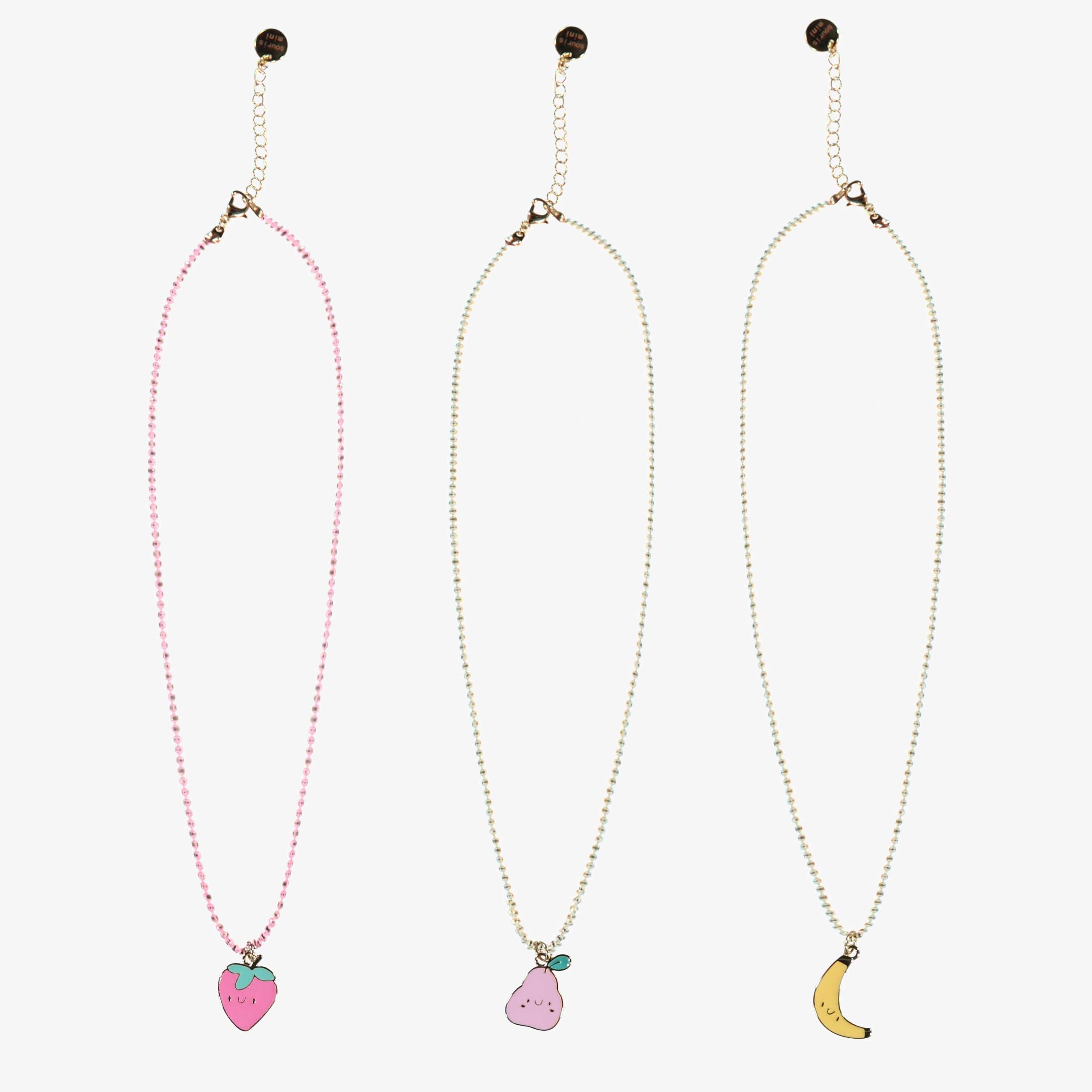 Trio de colliers banane, fraise et poire, enfant - Souris Mini