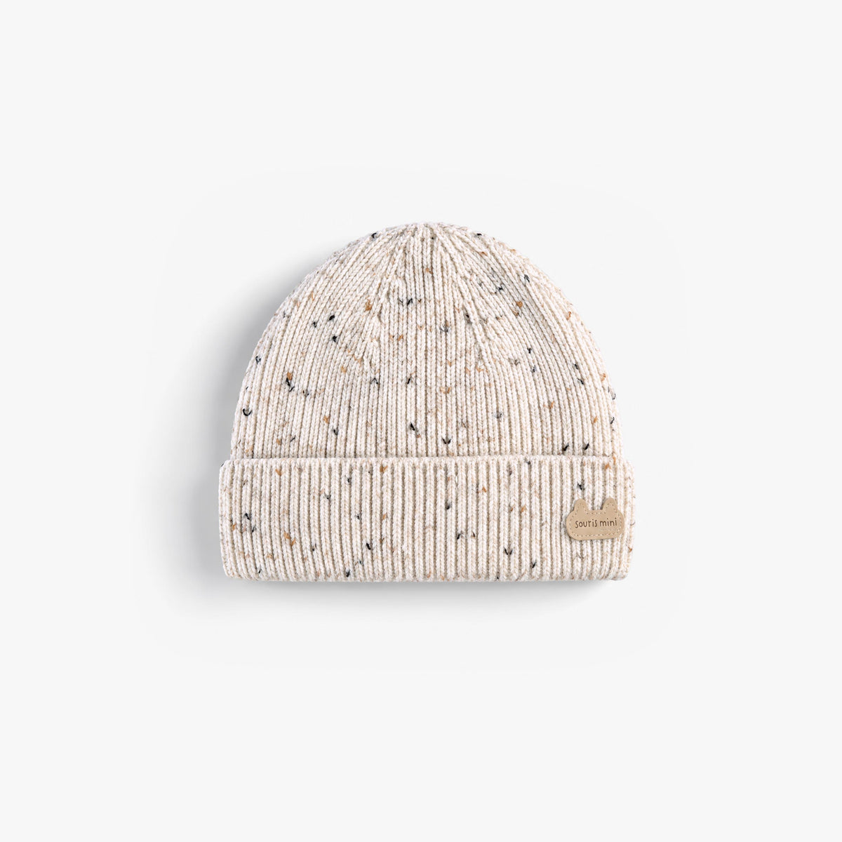 Tuque crème en tricot moucheté, naissance - Souris Mini