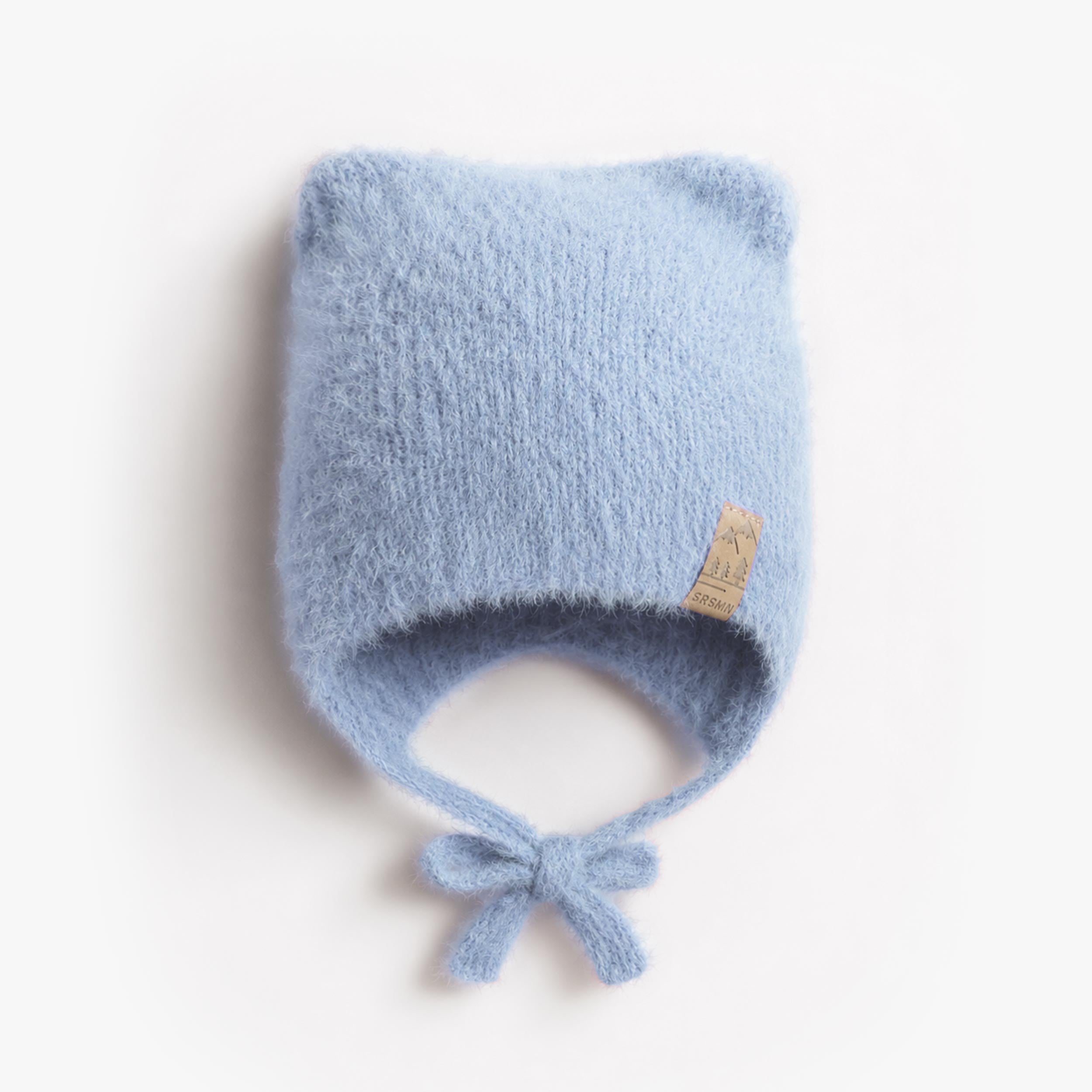 Tuque bleu pâle en tricot duveteux, bébé - Souris Mini