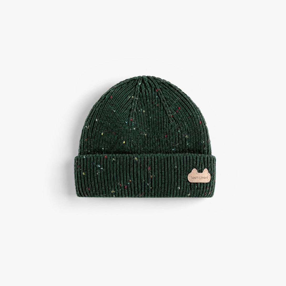 Tuque vert forêt en tricot moucheté, naissance - Souris Mini