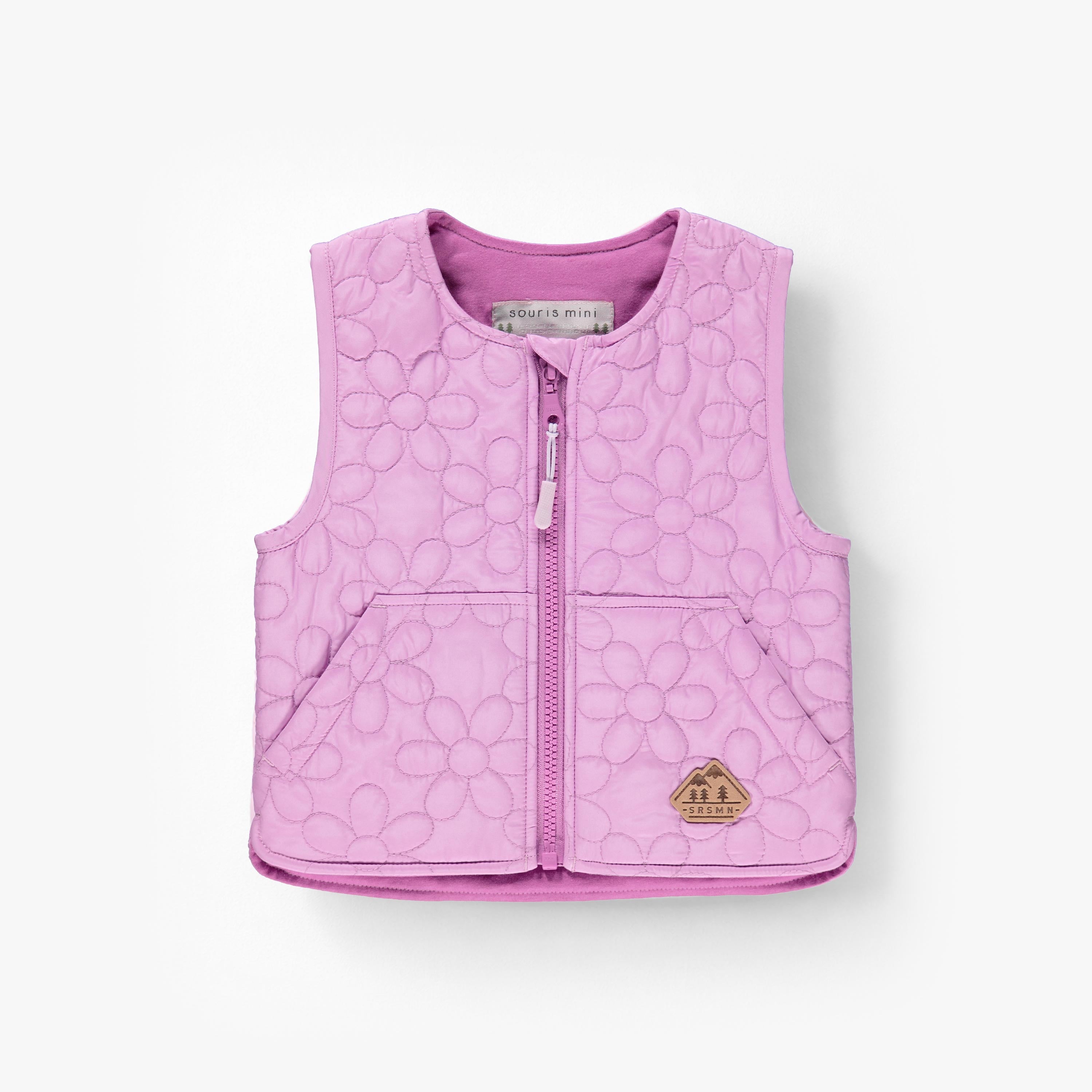 Veste sans manches mauve à motif floral matelassé, bébé - Souris Mini