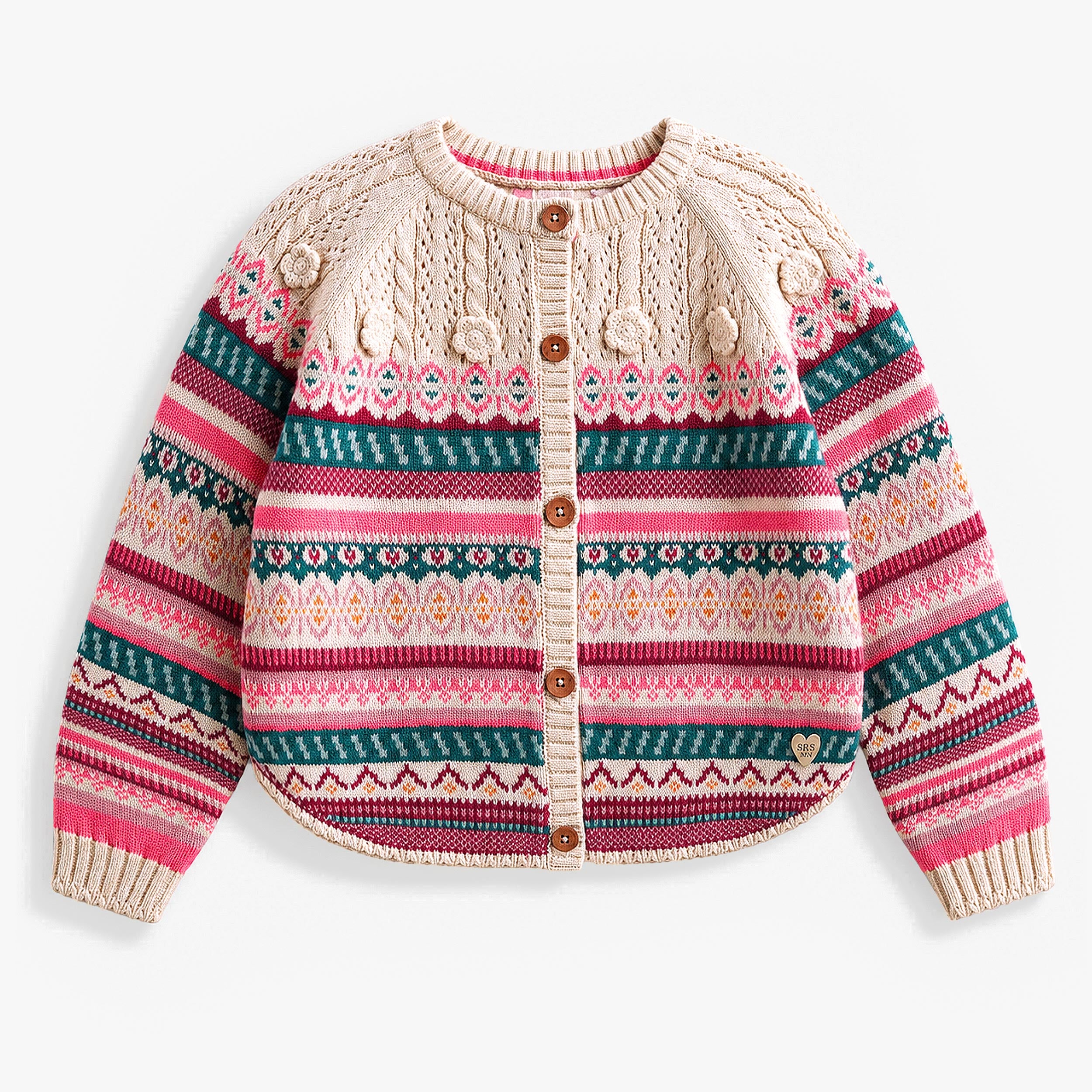 Veste beige en tricot à motifs, enfant fille  - Souris Mini