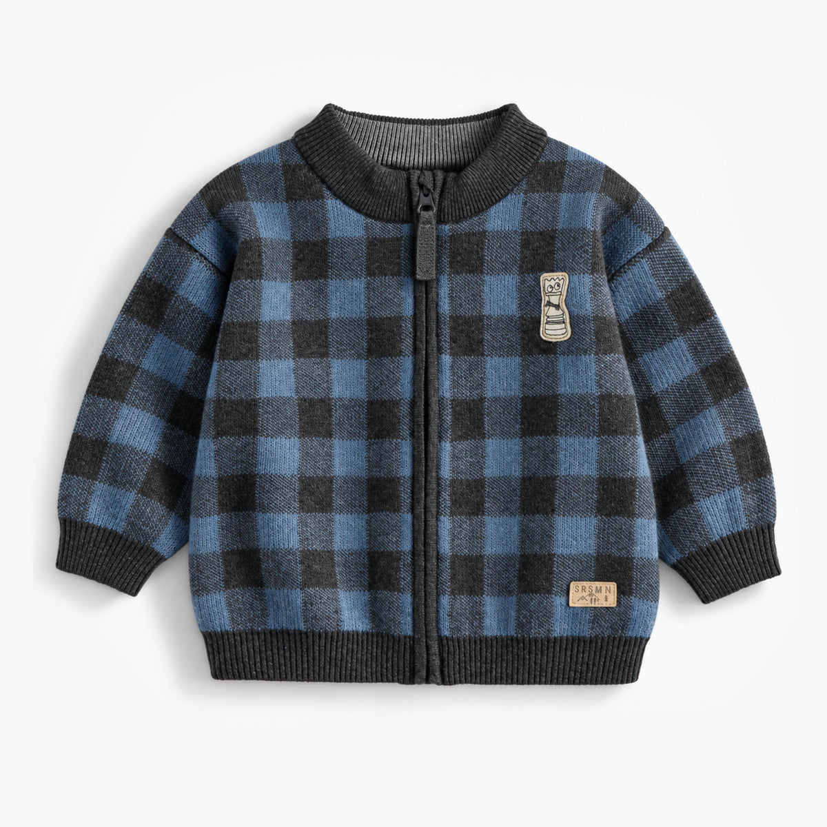 Veste de maille à carreaux bleus et noirs, bébé garçon - Souris Mini