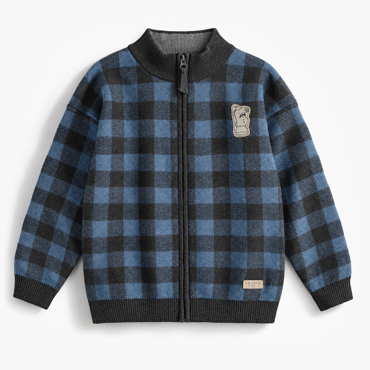 Veste de maille à carreaux bleus et noirs, enfant garçon - Souris Mini