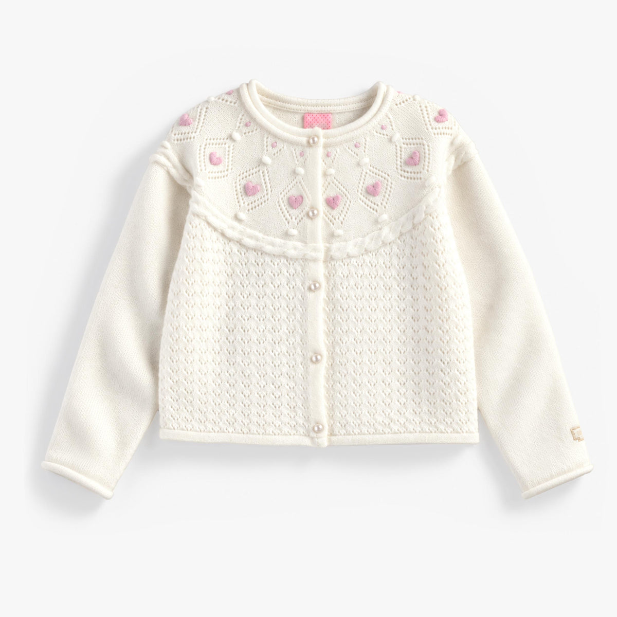 Veste de maille crème à motifs, enfant fille - Souris Mini