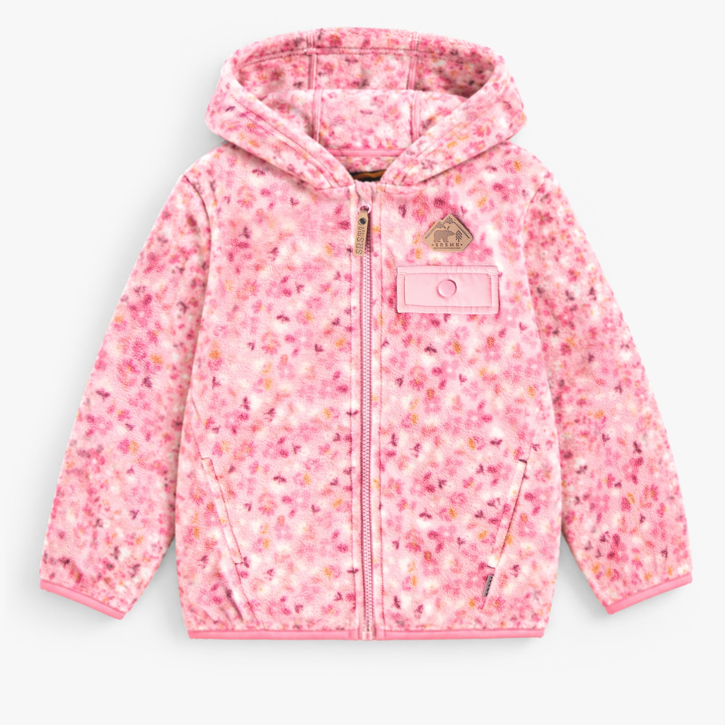 Veste rose en polar à imprimé floral, enfant