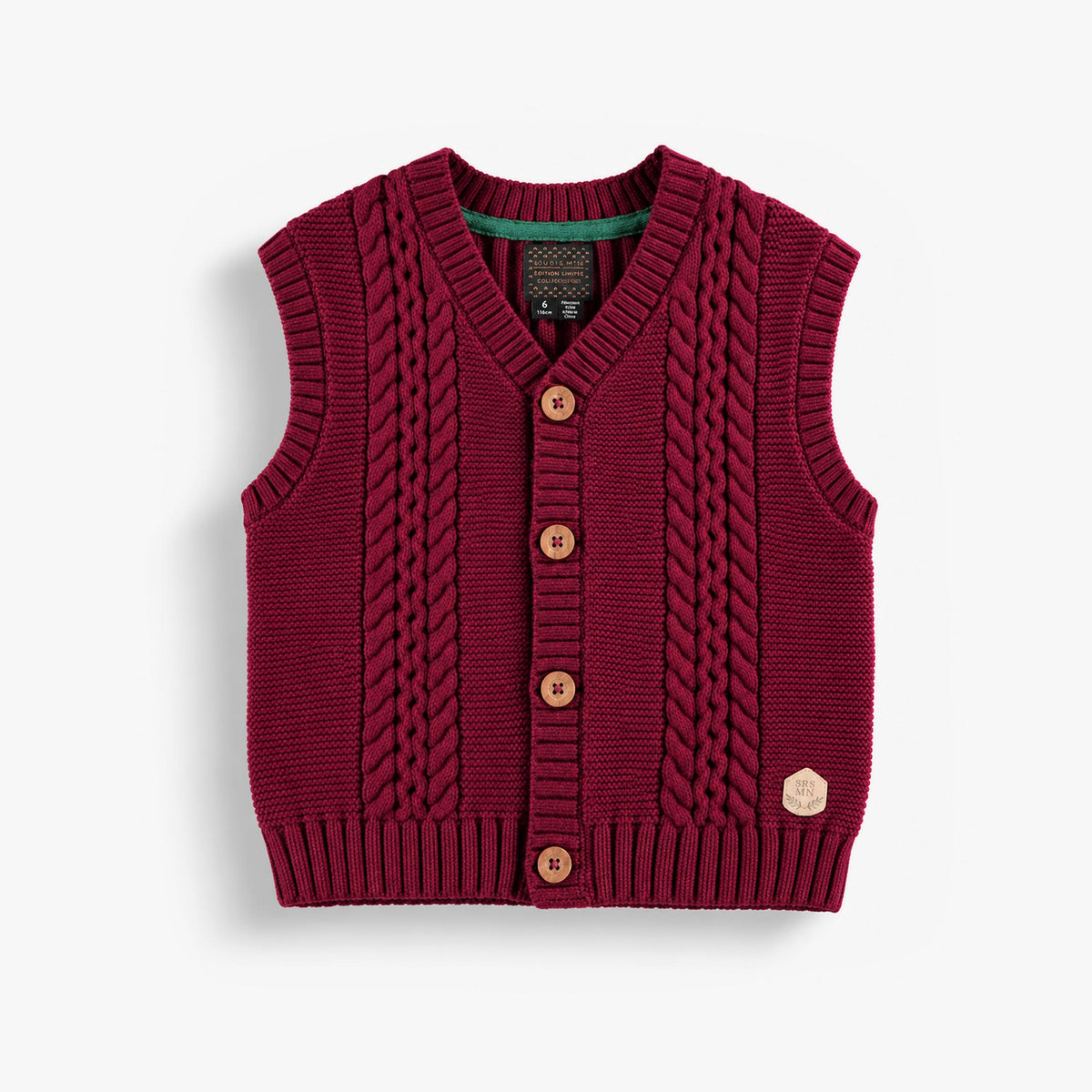 Veste sans manches bourgogne en tricot, enfant garçon - Souris Mini