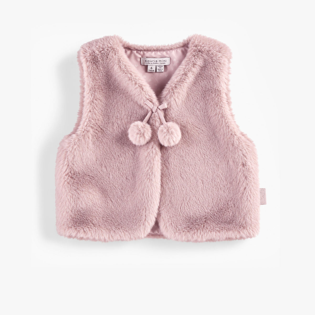 Veste sans manches rose en fausse fourrure, enfant fille - Souris Mini