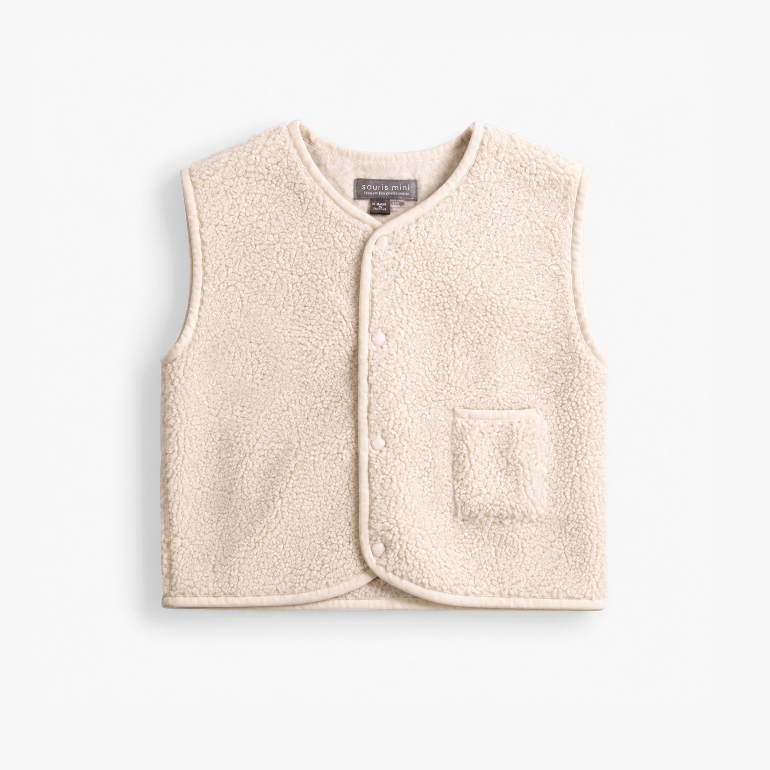 Veste sans manches en sherpa beige, bébé - Souris Mini