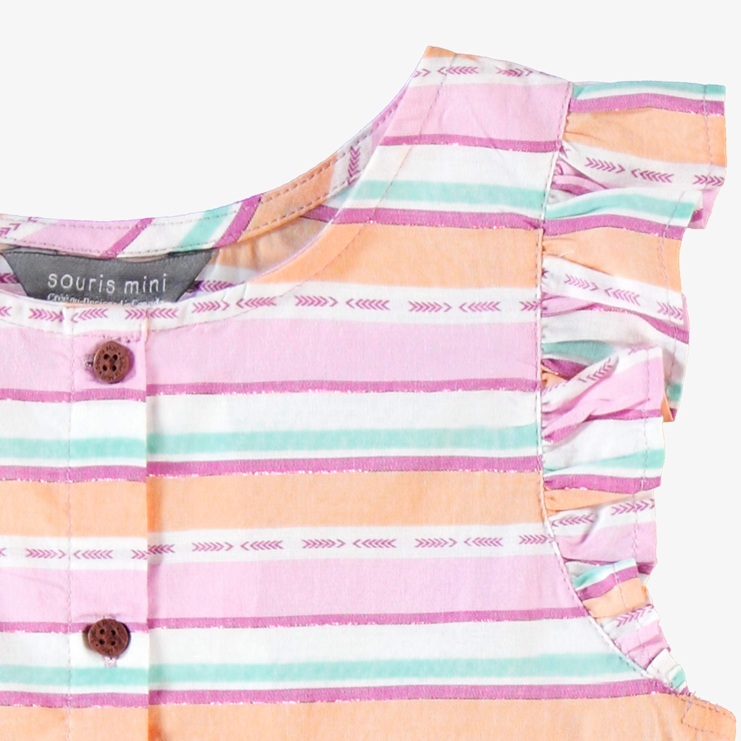 Zoom détails de la robe à rayures colorées, enfant - Souris Mini