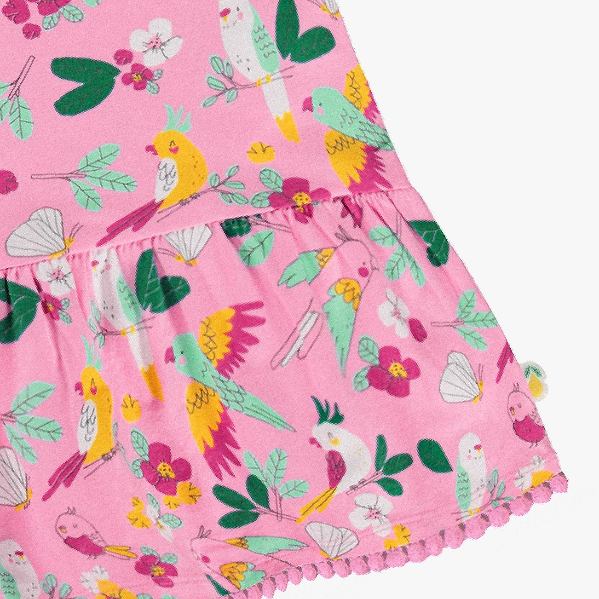 Zoom détails du t-shirt rose à motifs tropicaux, enfant 