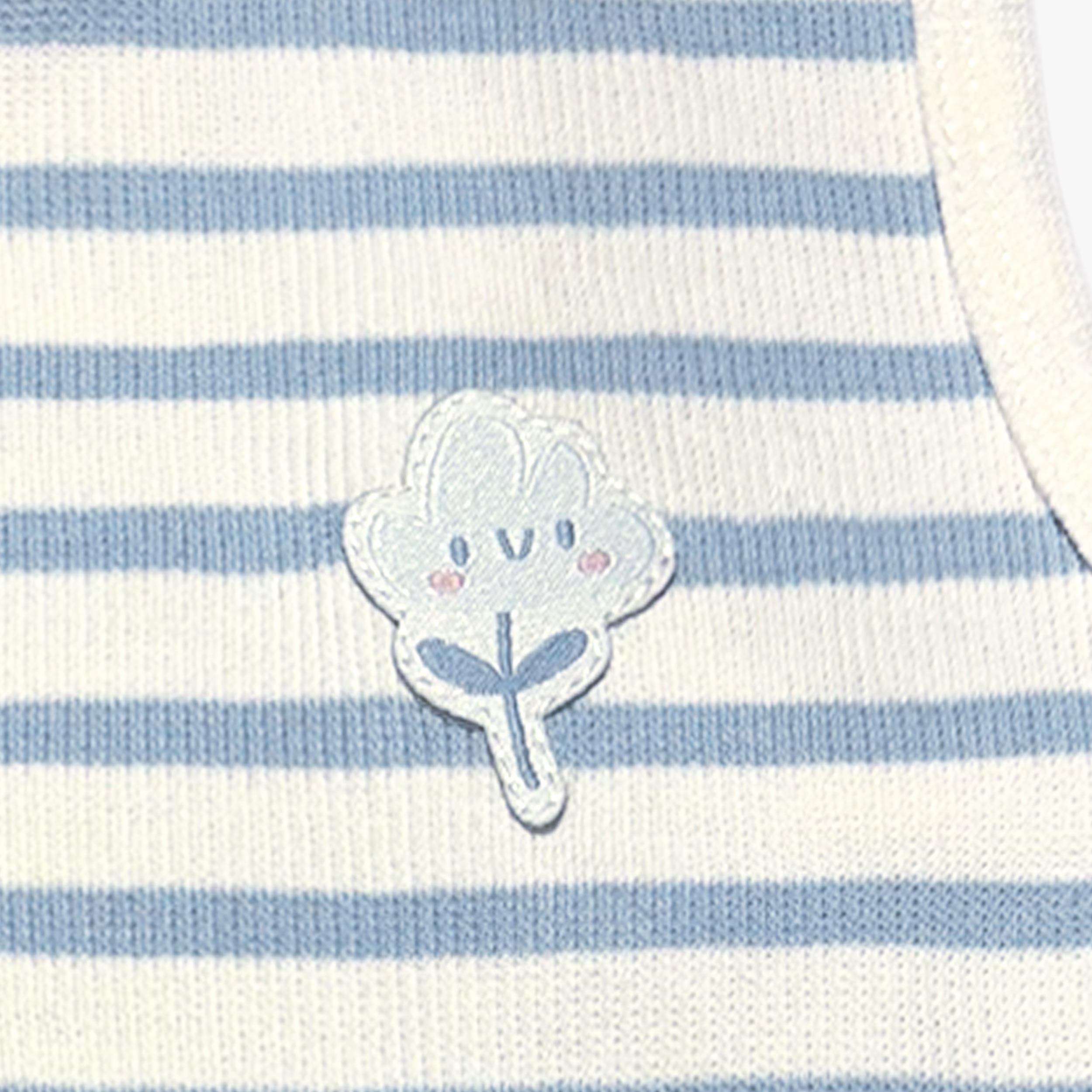 Zoom détails de la camisole blanche à rayures bleues, bébé -  Souris Mini