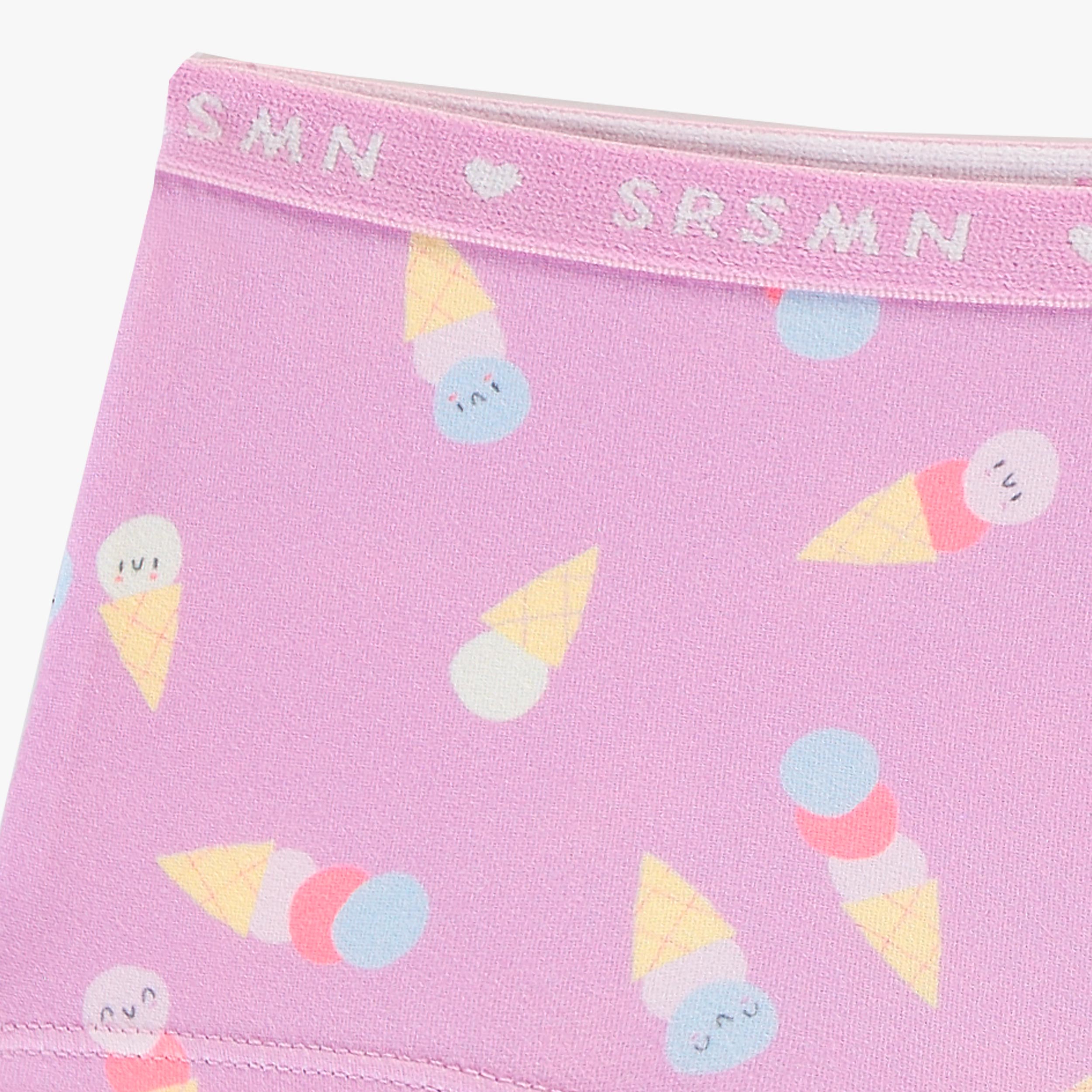 Zoom détails du la culotte garçonne mauve à motifs de crèmes glacées, enfant 