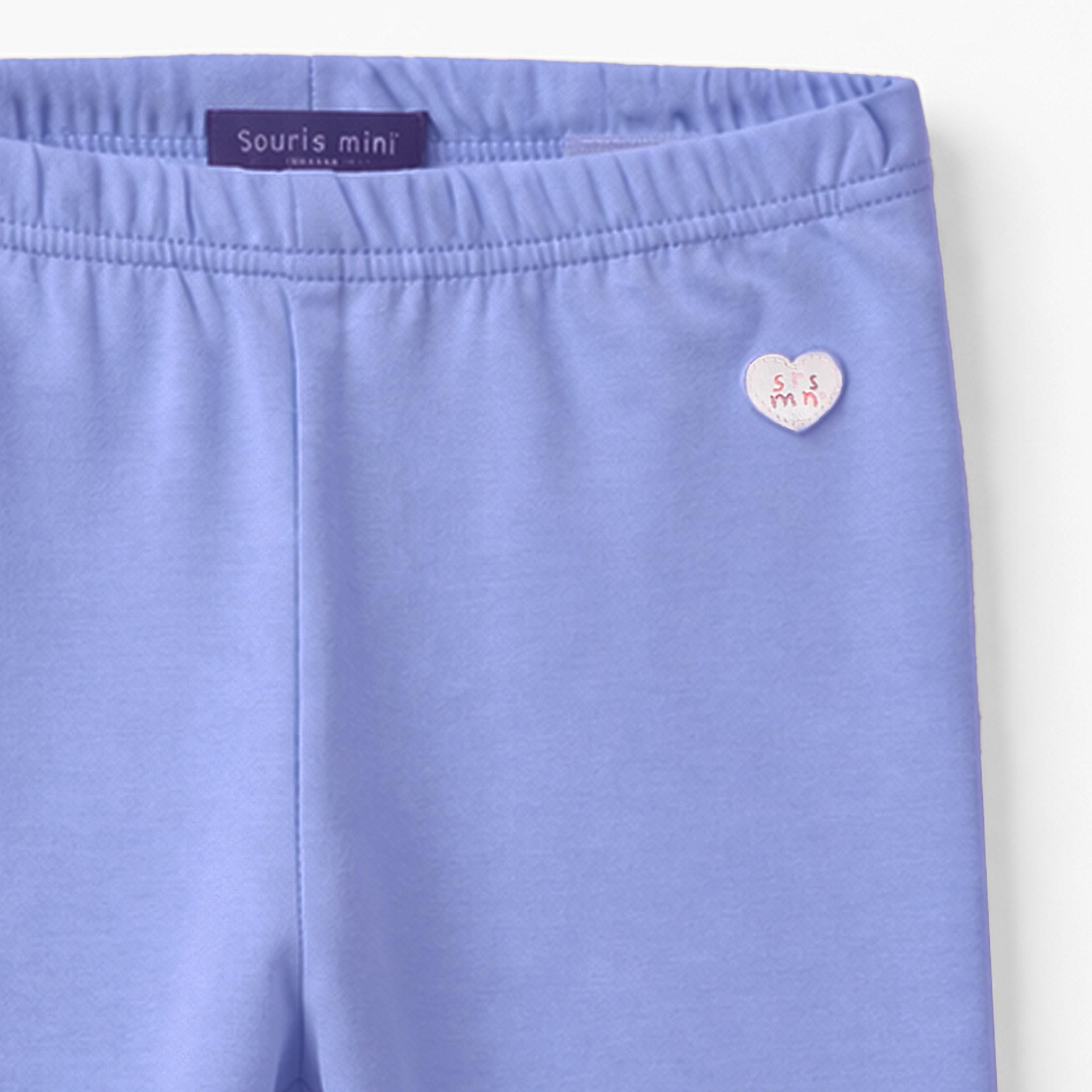 Zoom détails du legging court bleu en jersey extensible, enfant