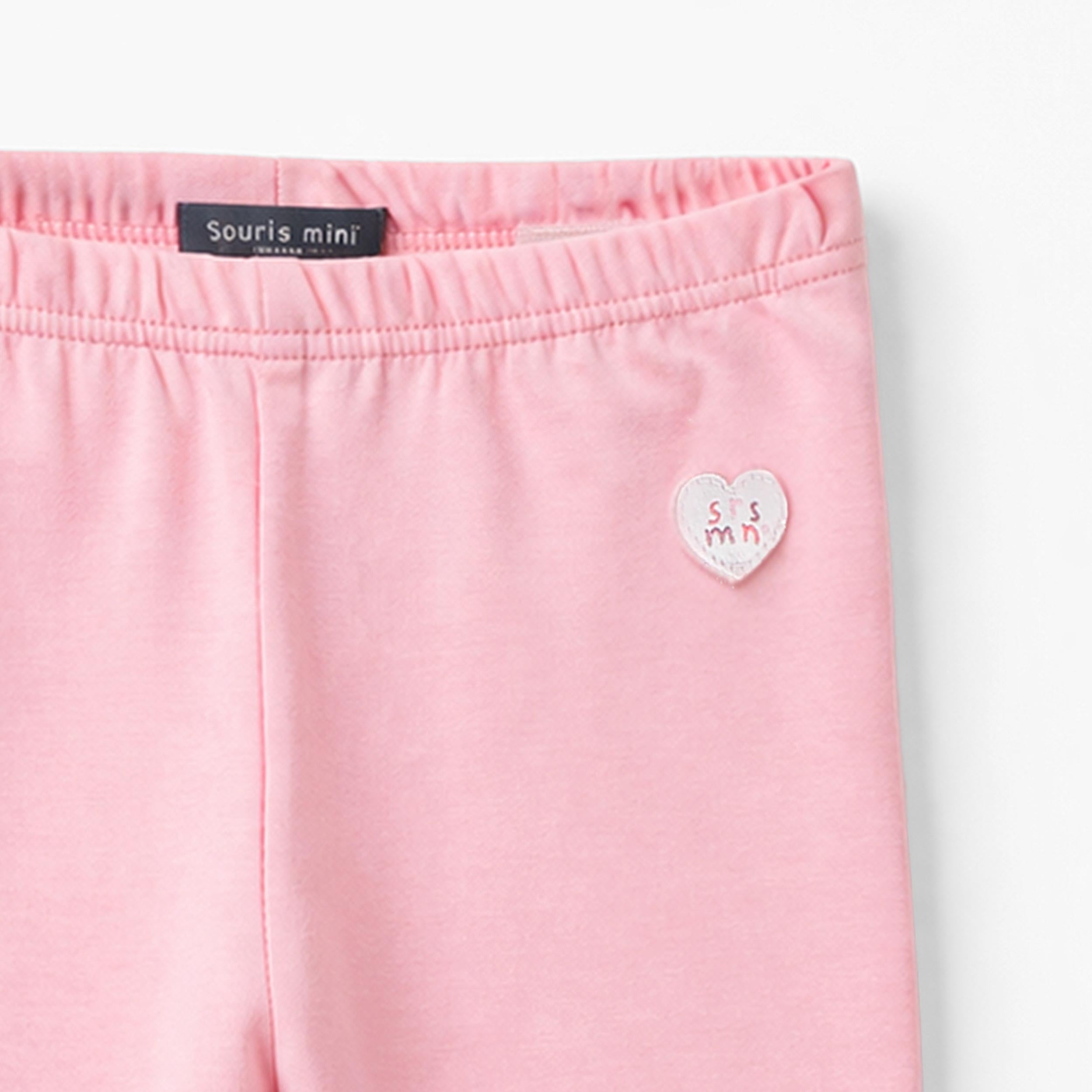 Zoom détails du legging court rose en jersey extensible, bébé 