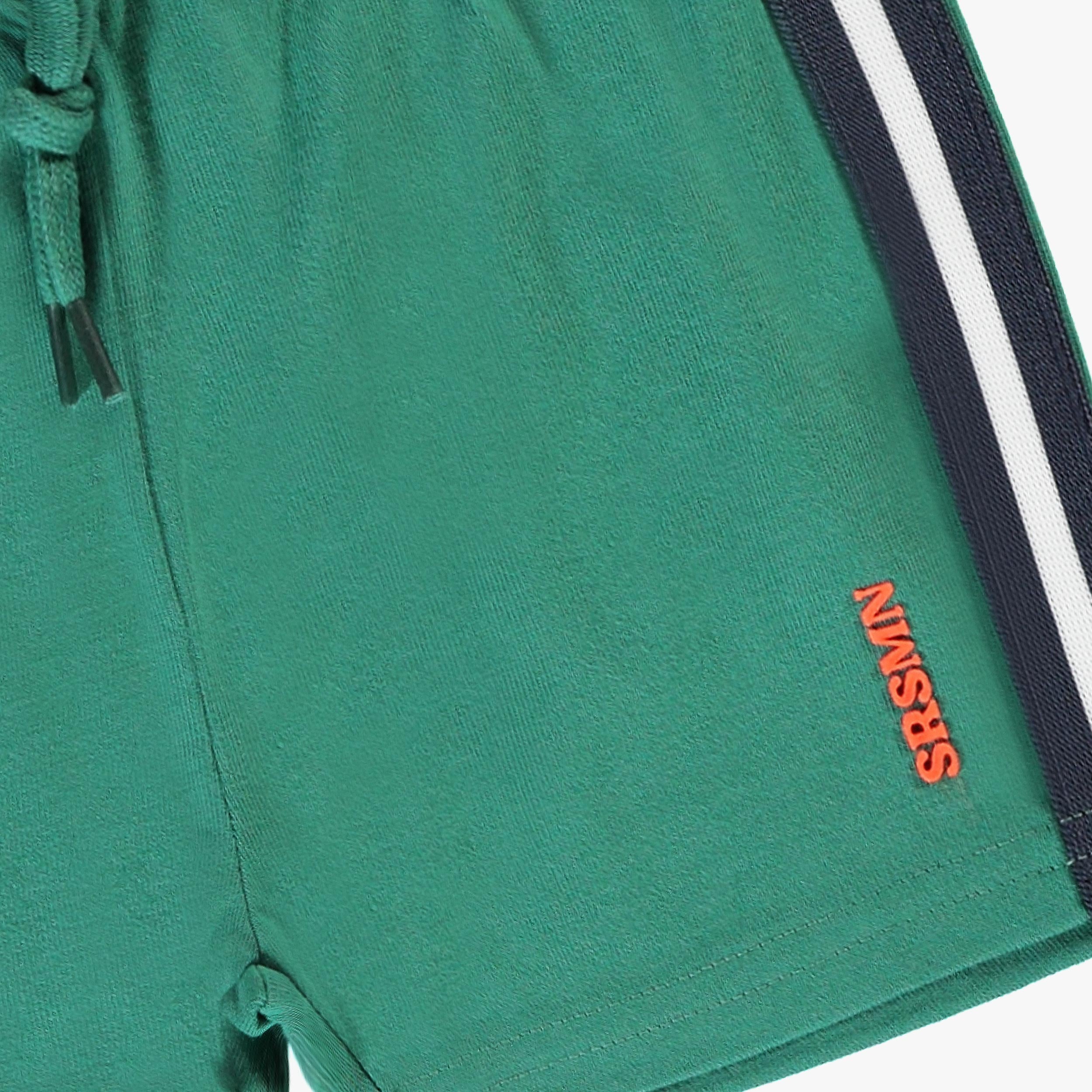 Zoom détails du short vert en jersey, bébé 
