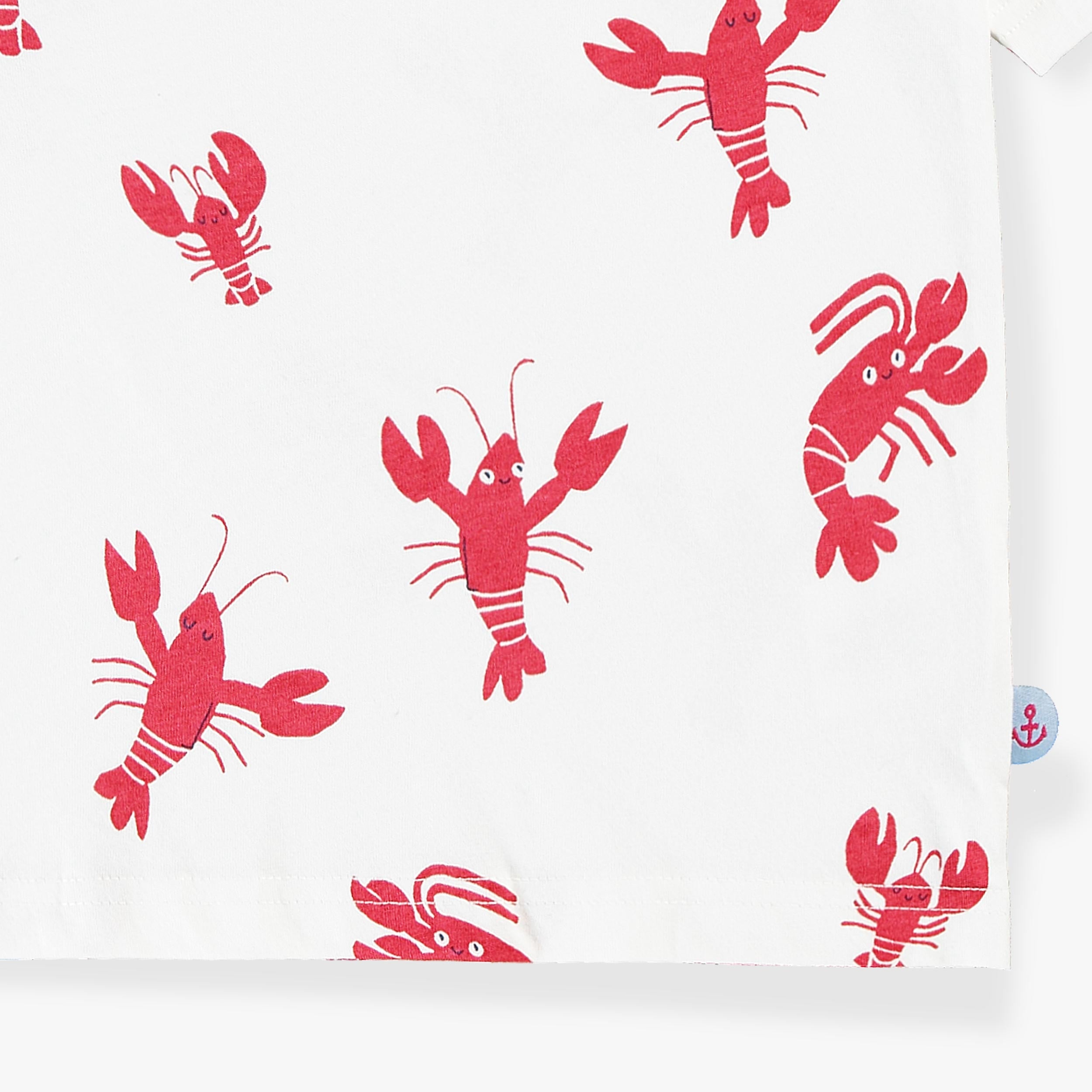 Zoom détails du t-shirt crème à motifs de homards, enfant