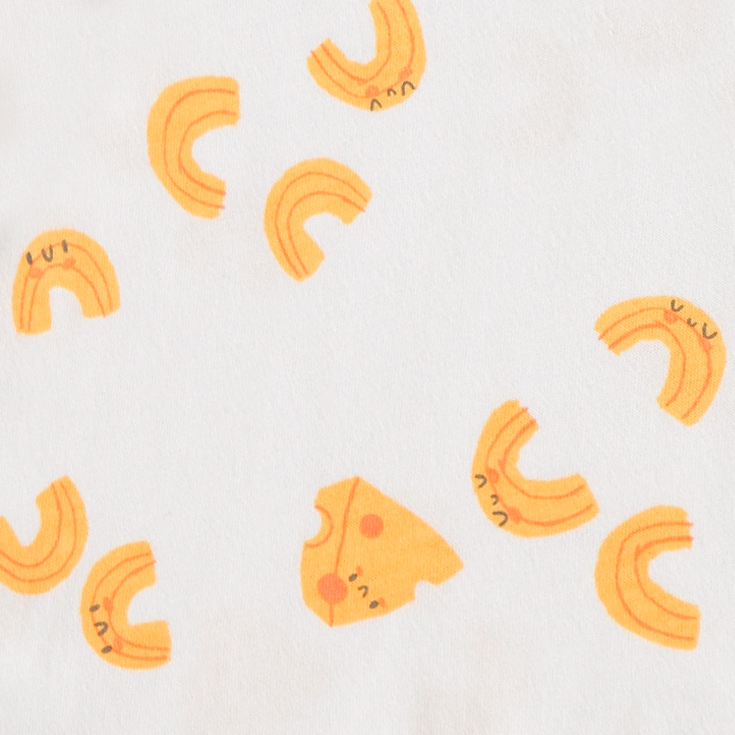 Zoom détails du t-shirt crème à motifs de macaronis, bébé 