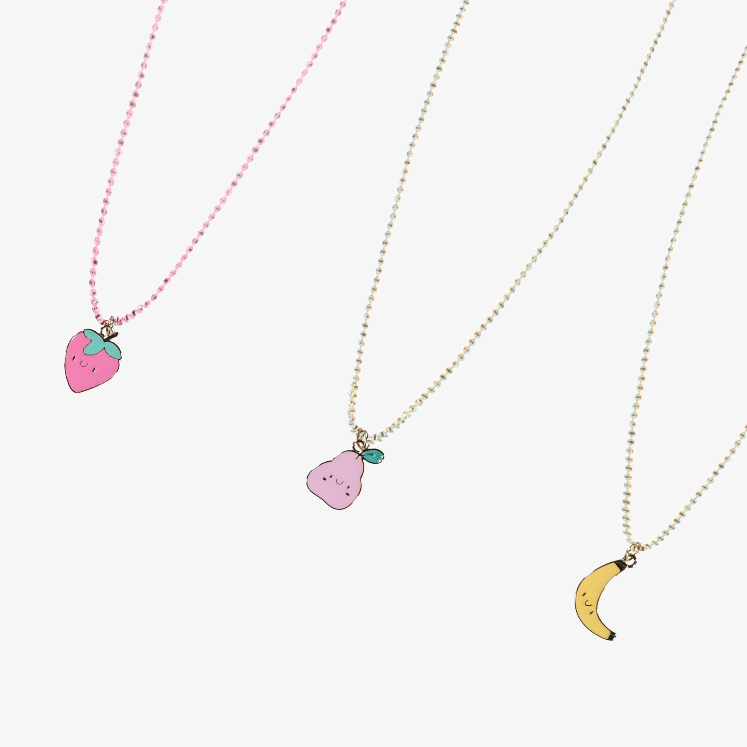 Zoom détails du trio de colliers banane, fraise et poire, enfant - Souris Mini