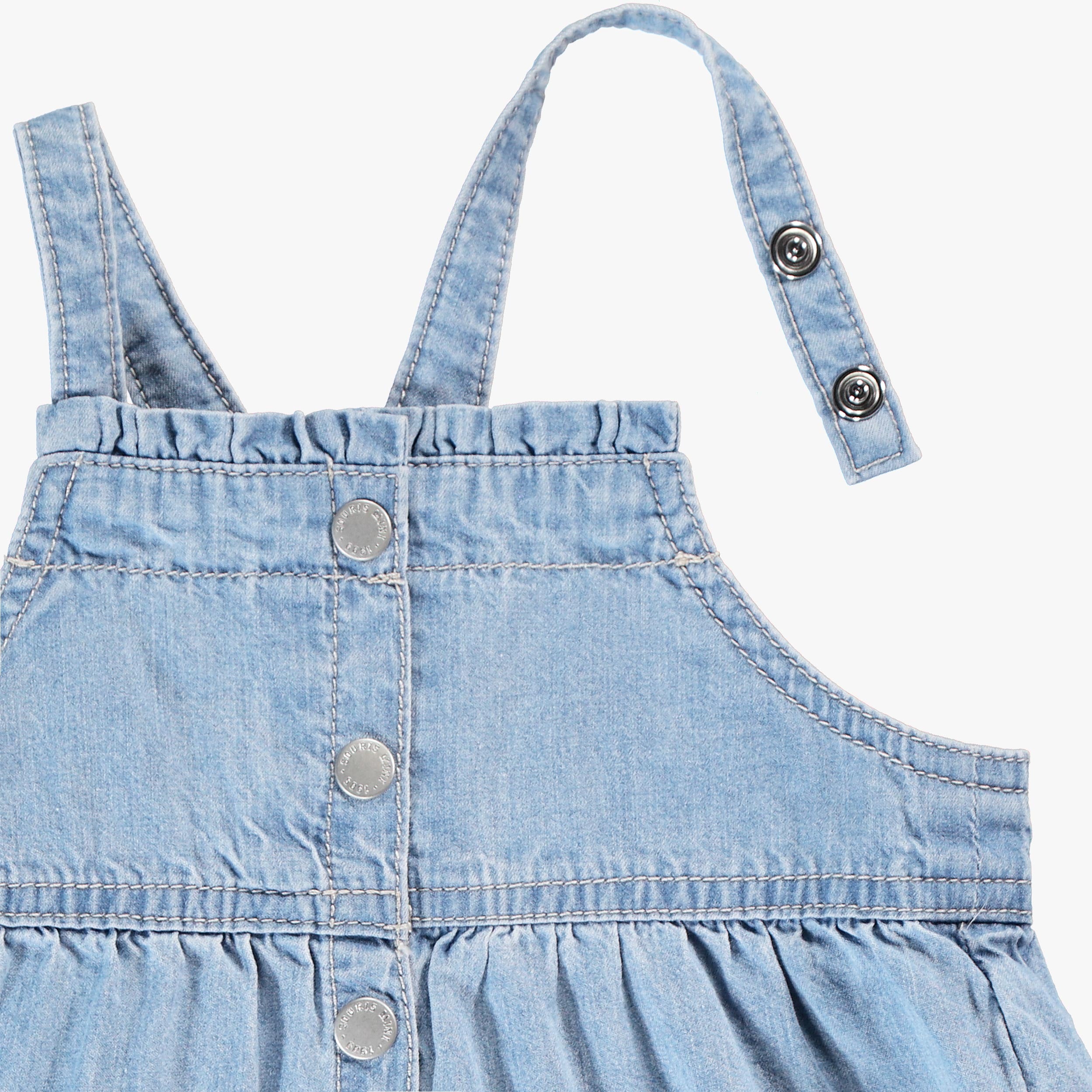 Zoom détails de la salopette en denim léger, bébé 
