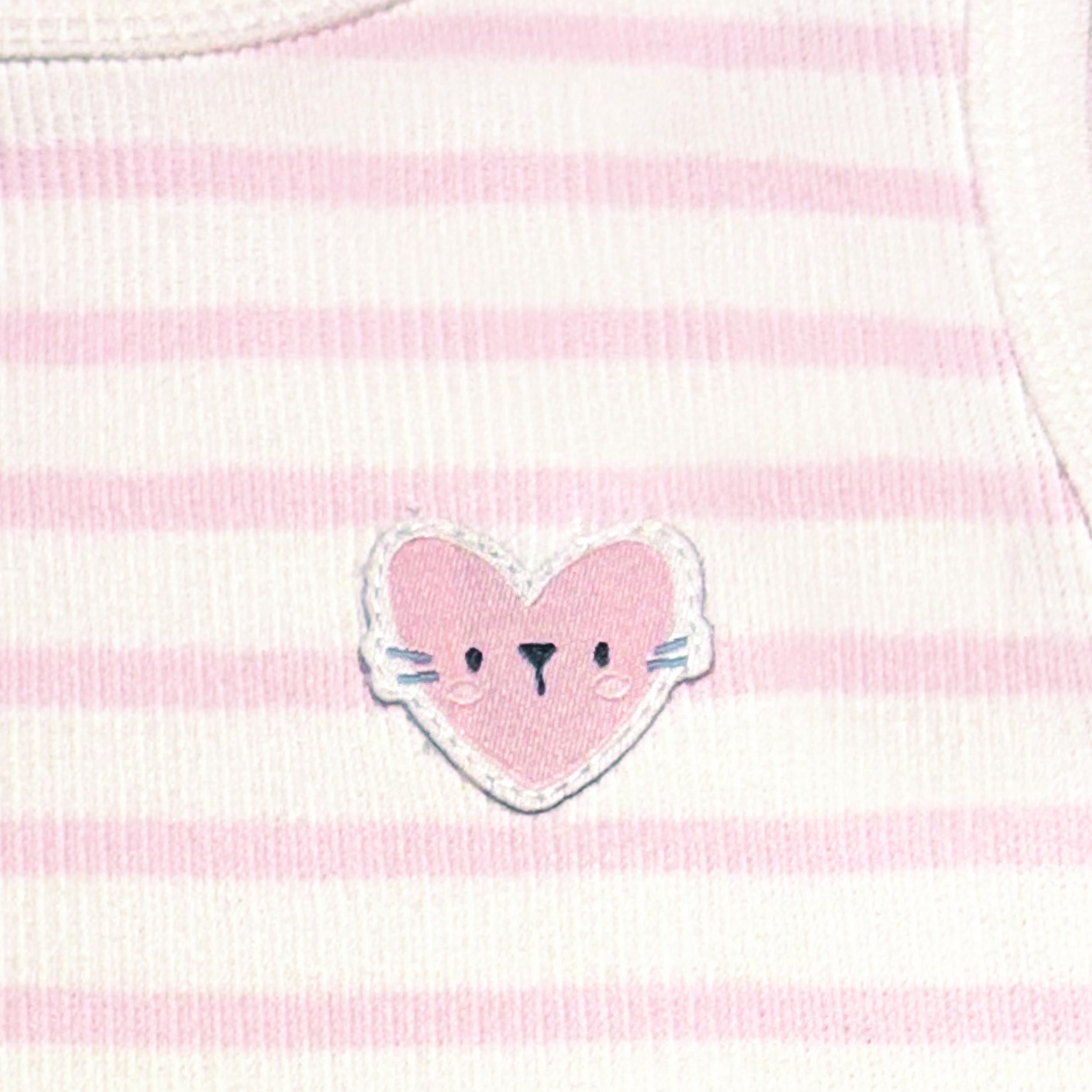 Zoom détails de la camisole blanche à rayures roses, enfant 