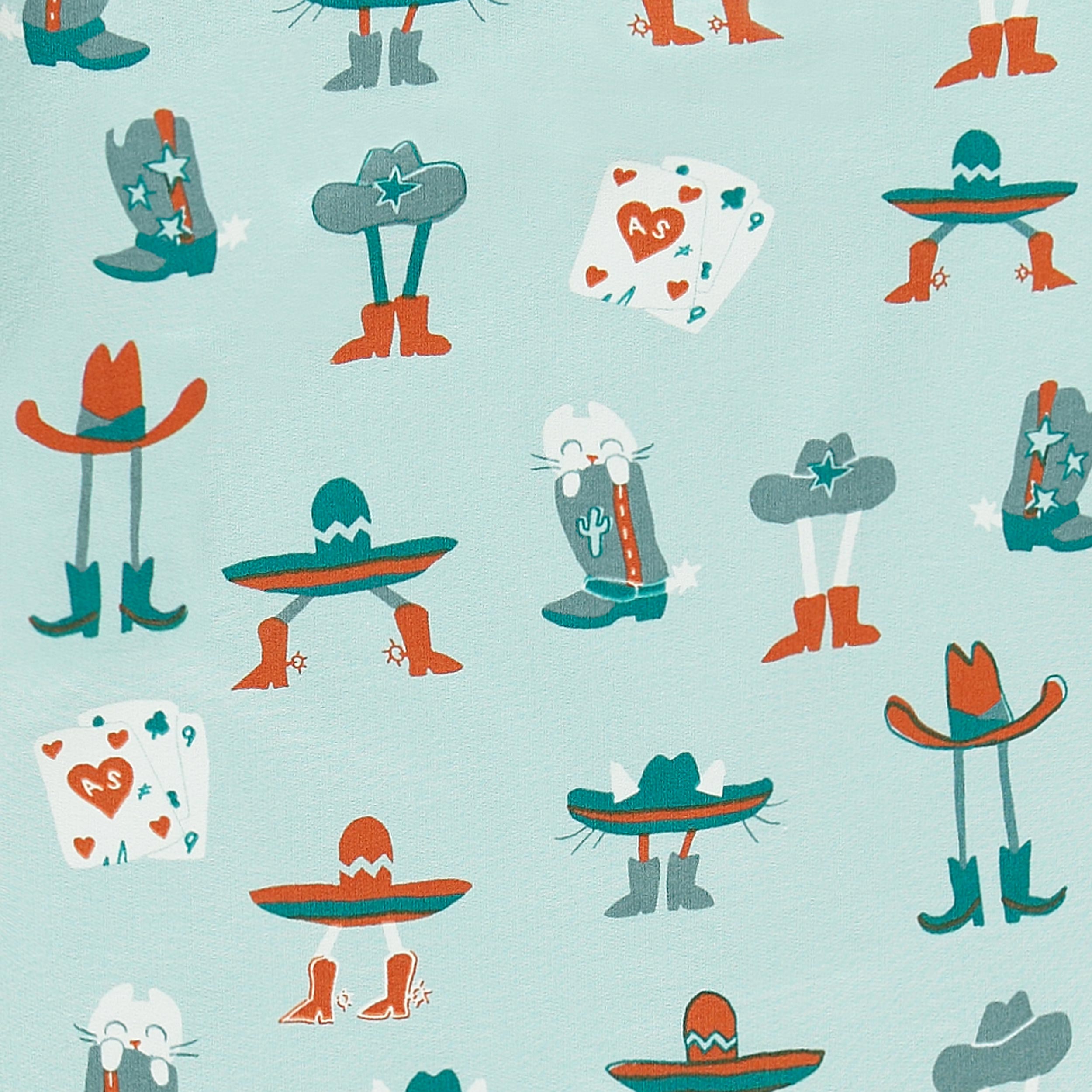 Zoom imprimés du t-shirt turquoise à motifs western, enfant 