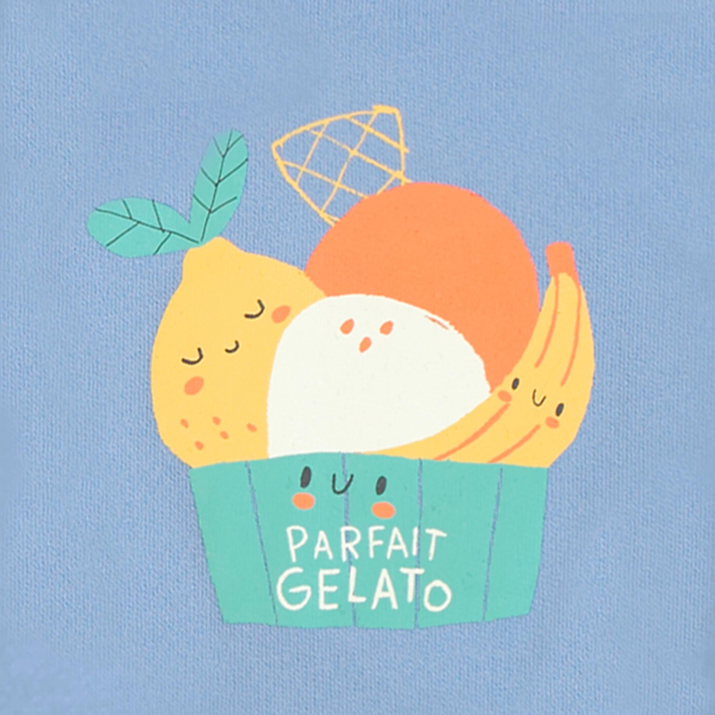 Zoom imprimé du chandail bleu avec illustration, bébé 