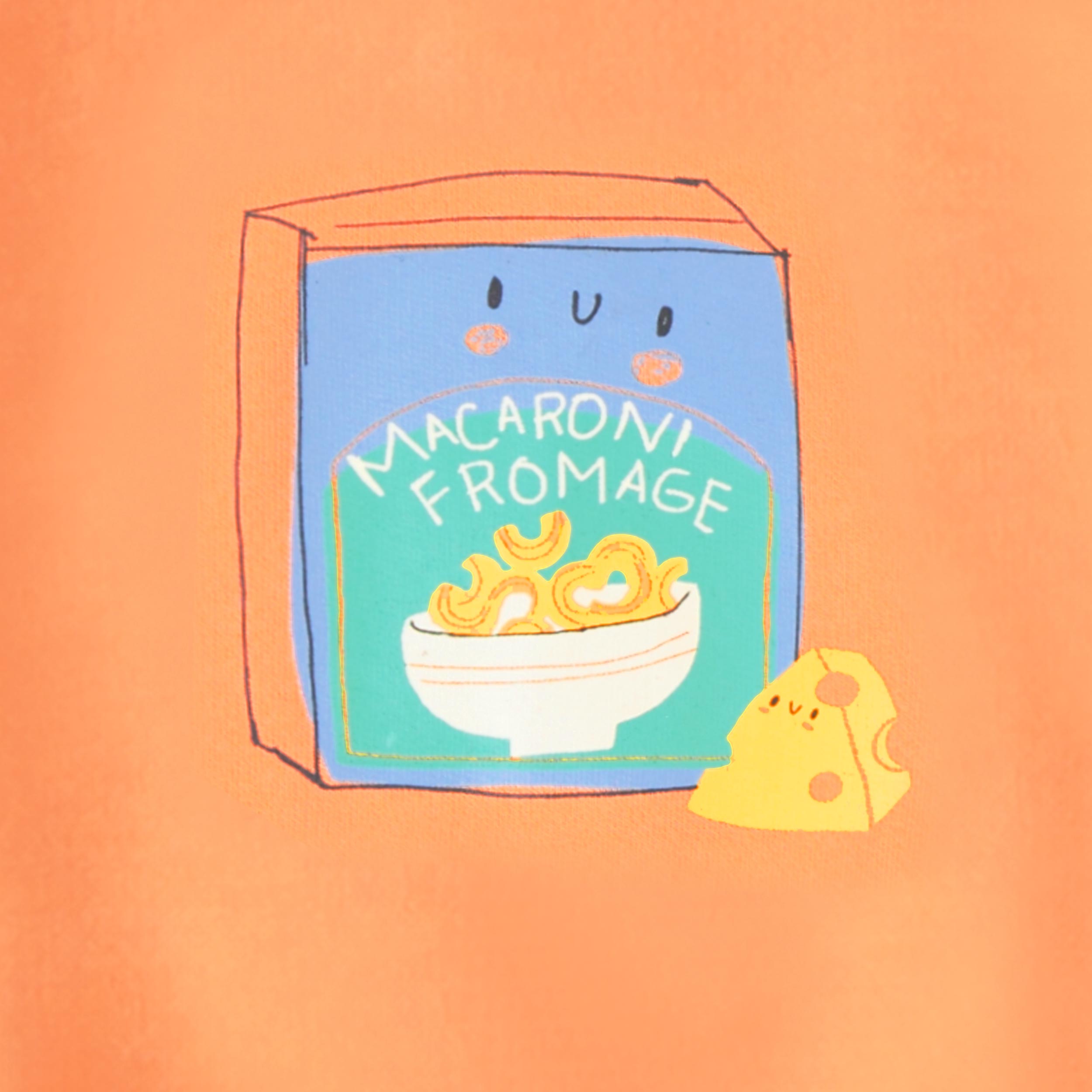 Zoom imprimé du chandail orange avec illustration, bébé