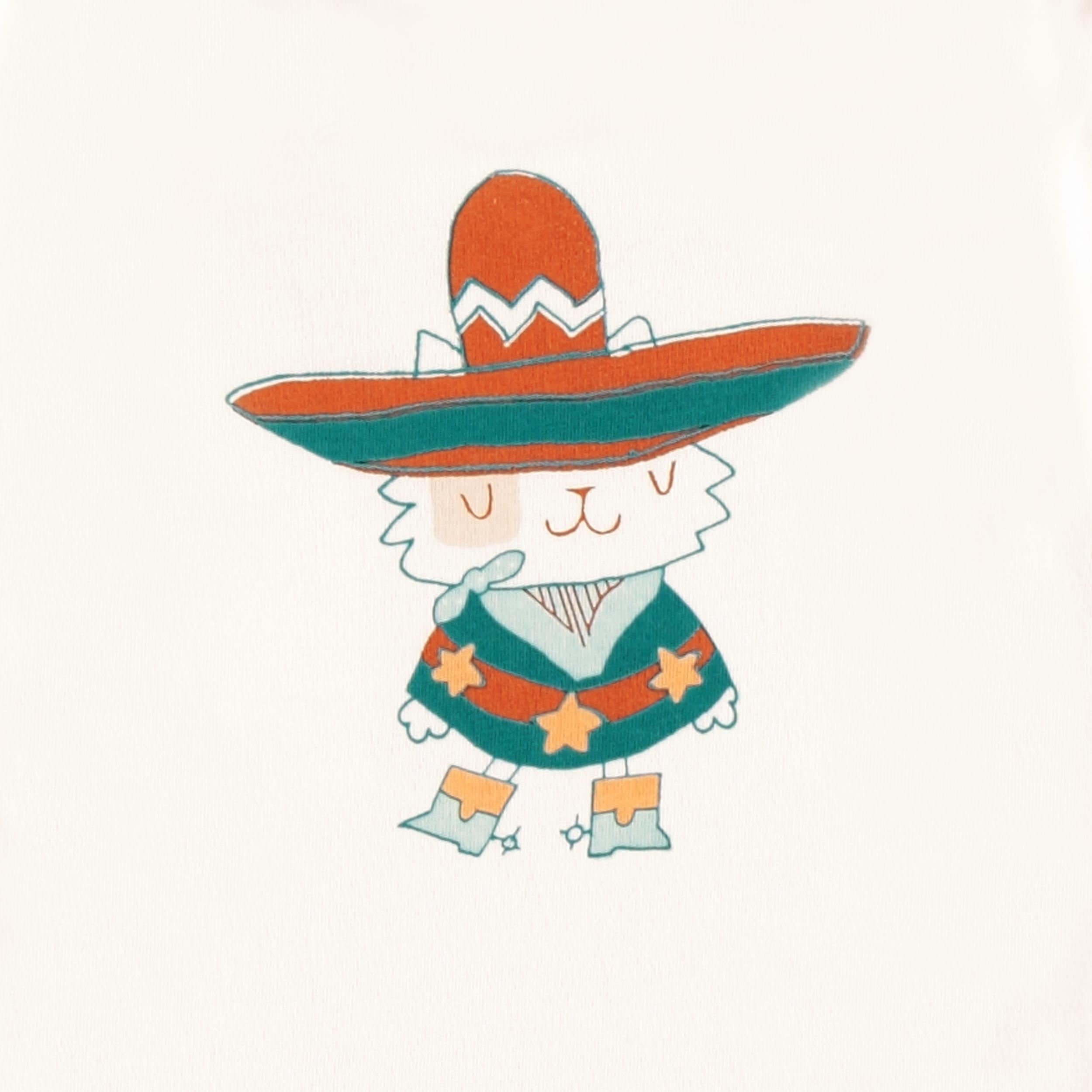 Zoom imprimé au dos du t-shirt crème avec illustration au dos, bébé 