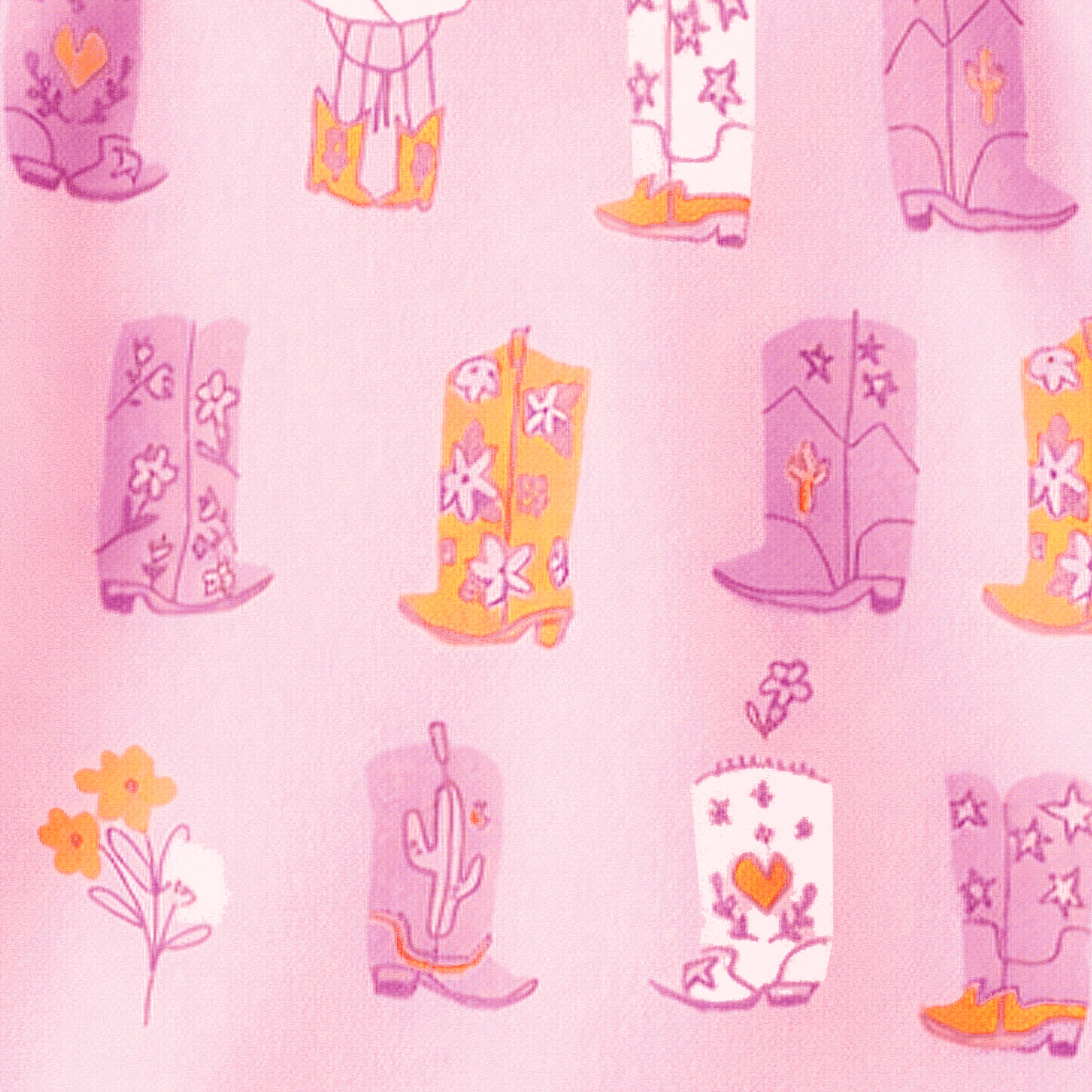 Zoom imprimé du t-shirt rose à motifs bottes de cowboy, bébé