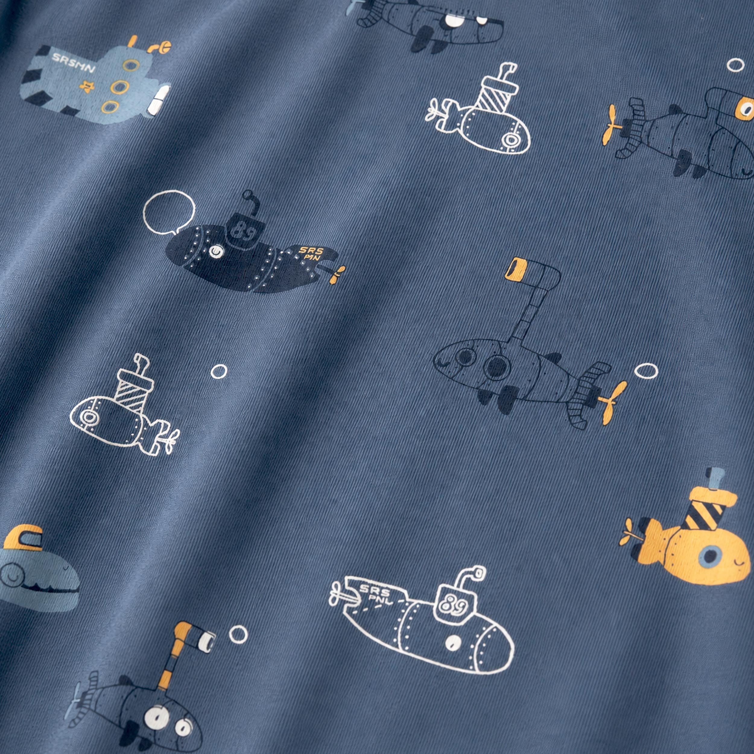 Zoom details du T-shirt bleu à imprimé illustré, enfant 
