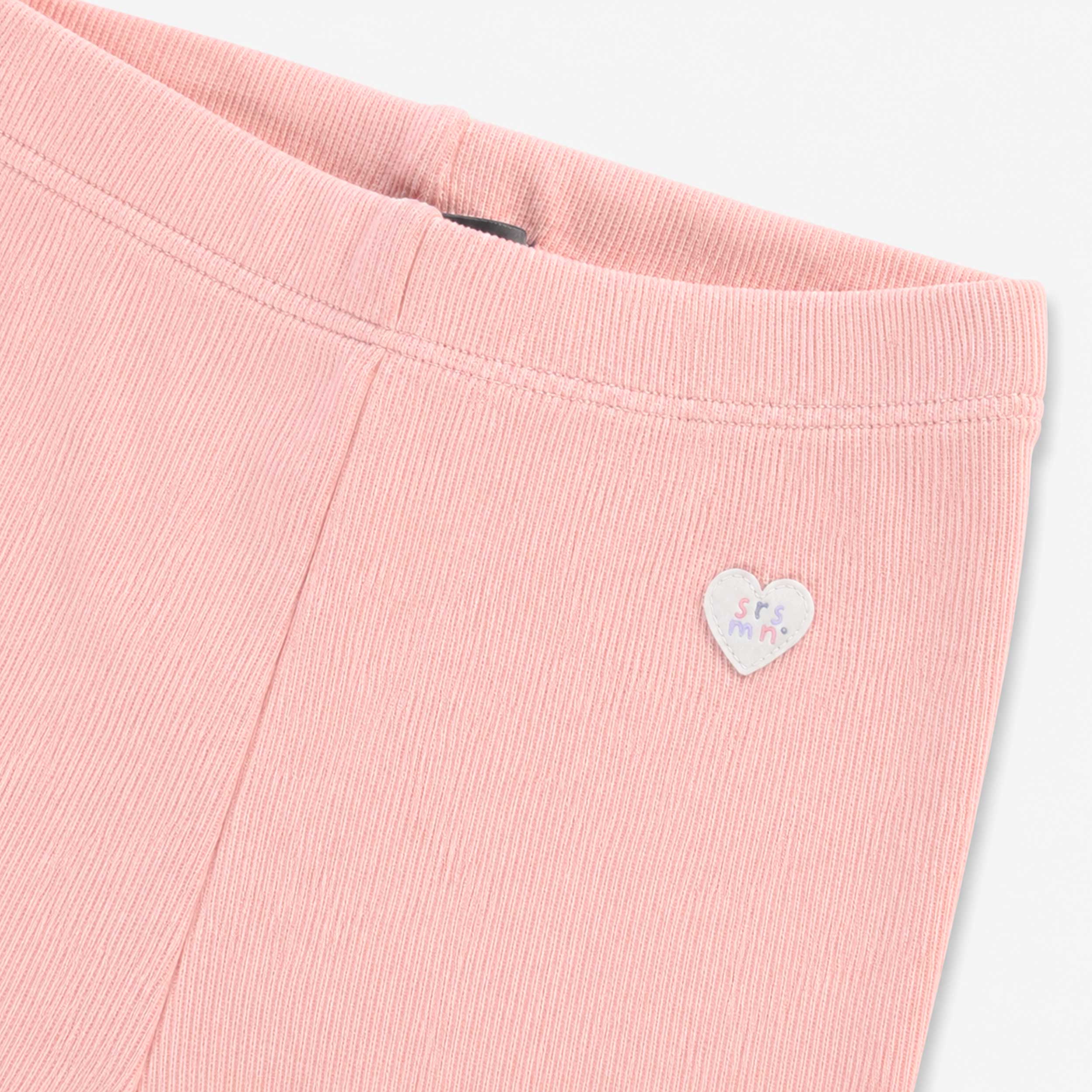 Zoom détails du legging rose pâle en coton côtelé, enfant