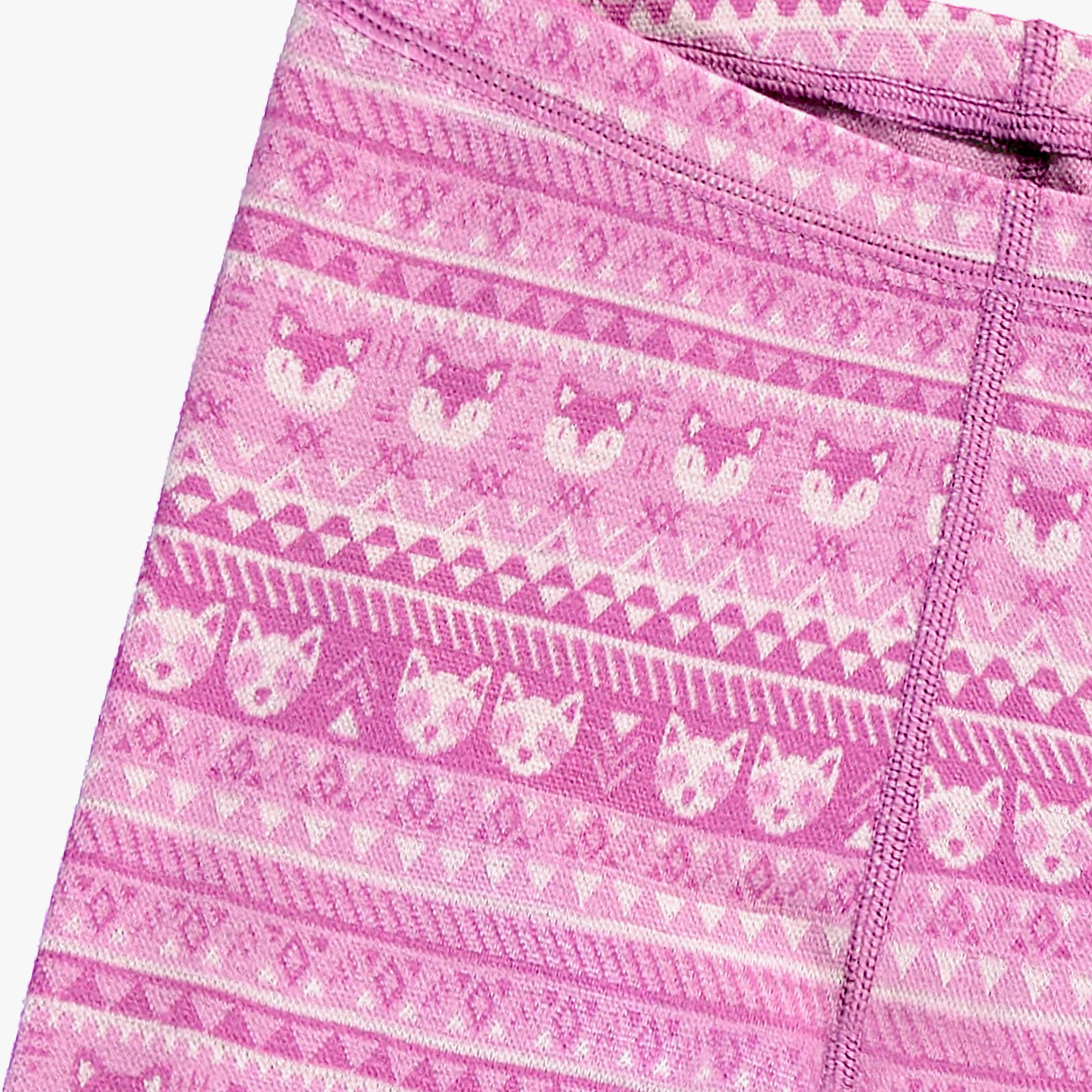 Zoom détails du legging rose en laine mérinos à motifs, enfant 
