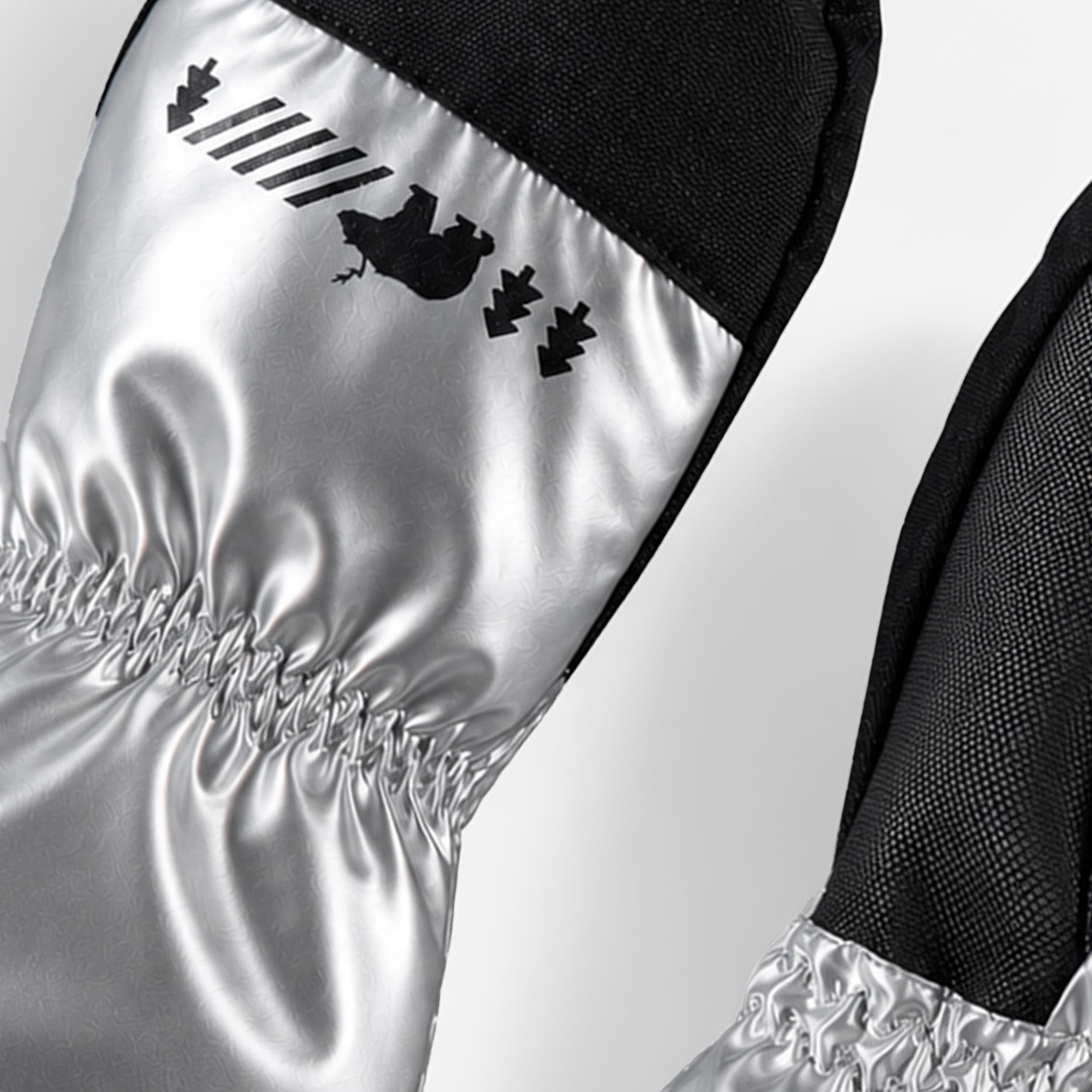 Zoom détails des mitaines de nylon argent, enfant 
