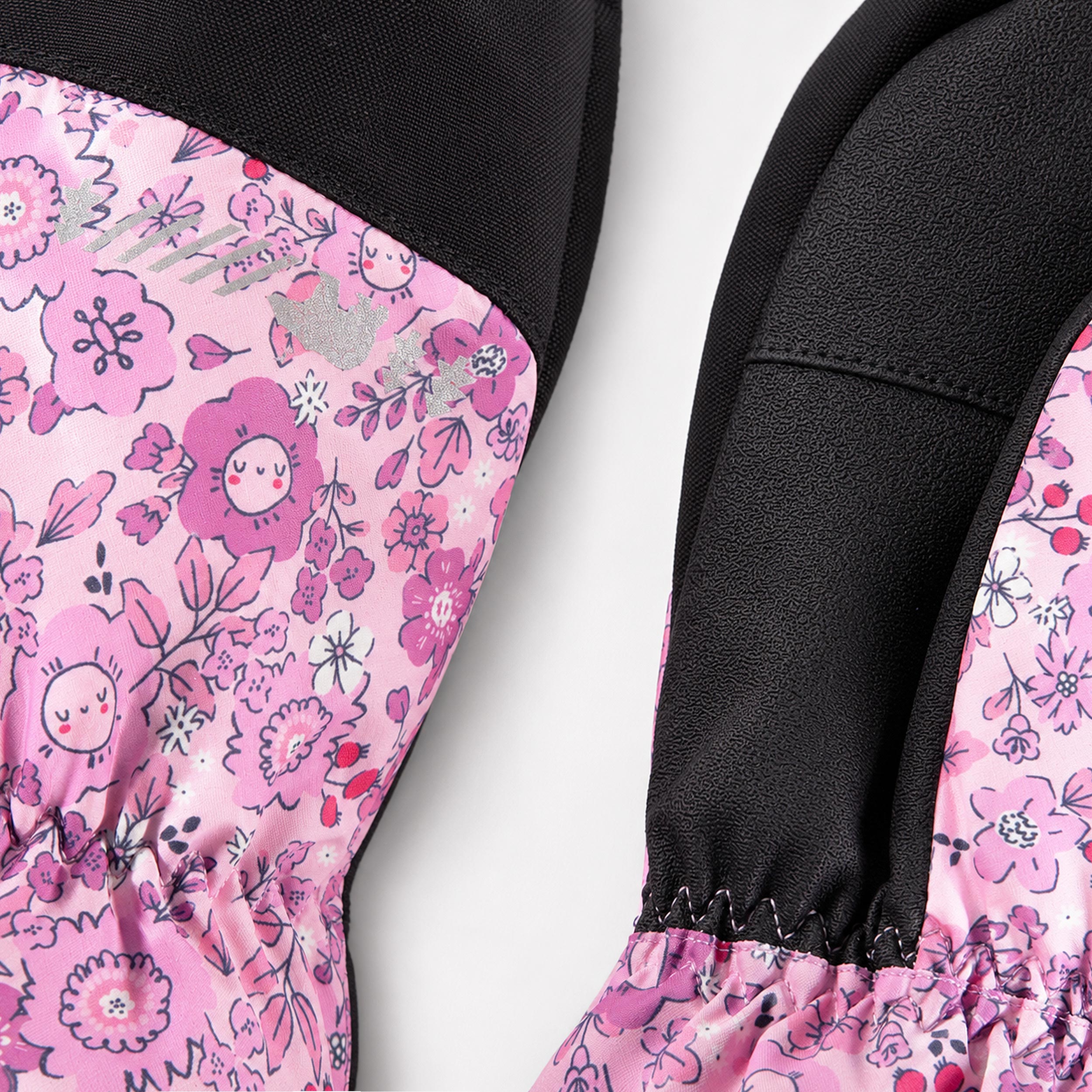 Zoom détails des mitaines de nylon à imprimé floral, enfant 